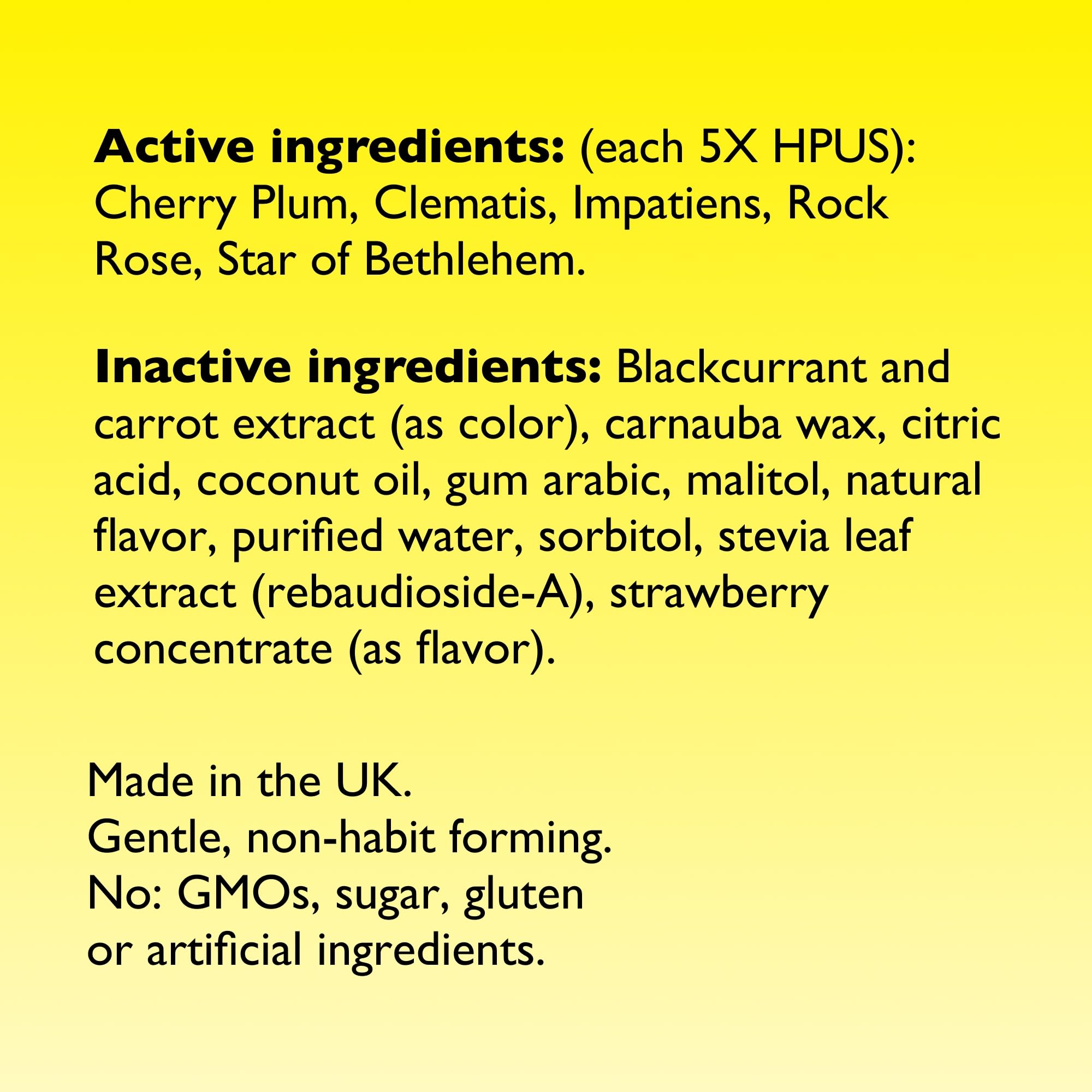 RESCUE Kids Pastilles foil wrapper shows no artificial ingredients.