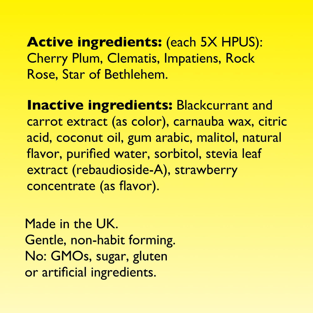RESCUE Kids Pastilles foil wrapper shows no artificial ingredients.