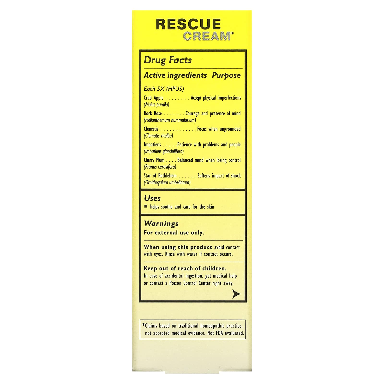 RESCUE Original Flower Remedies cream packaging and label design
