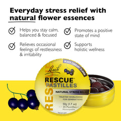 RESCUE pastilles lozenges close-up highlighting natural flavor and discreet use