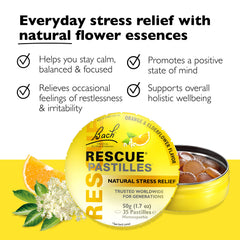 RESCUE Bach Pastilles lozenges in orange elderflower flavor for on the go calm.