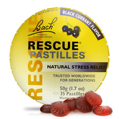 Rescue Pastillas con sabor mora negra para apoyo suave durante momentos de estrés.