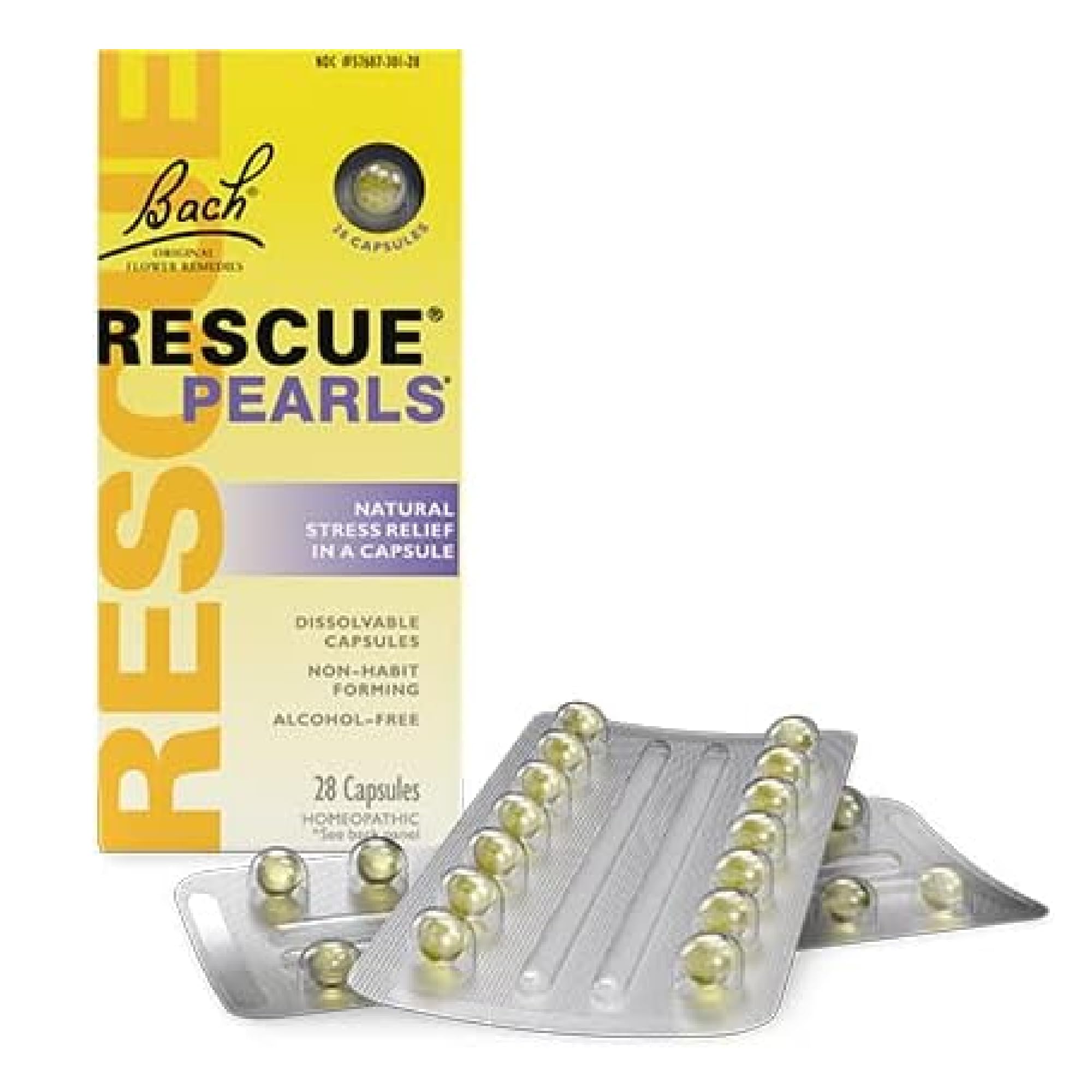 RESCUE Pearls dissolving capsule demonstrates quick, alcohol-free relief.