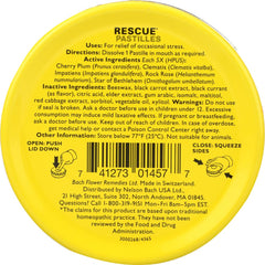 Close-up of Rescue Blackcurrant Pastilles, fruity flavor and bite-sized convenience for busy moments
