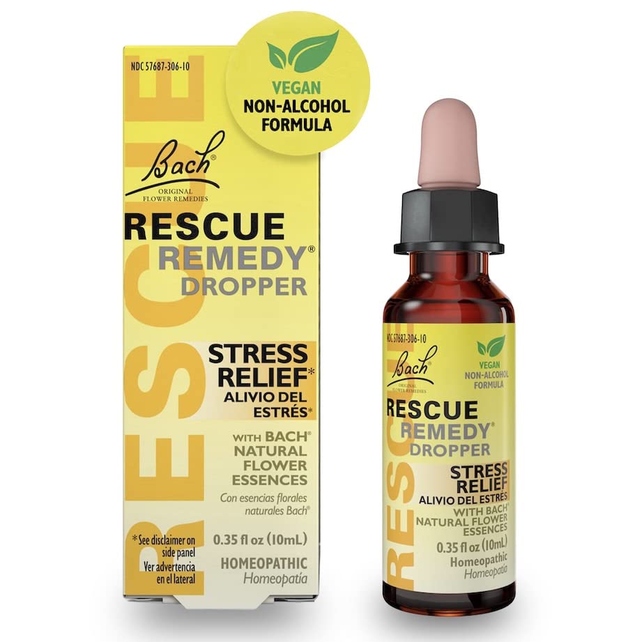 RESCUE Remedy bottle and dropper close-up for natural stress support