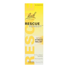RESCUE REMEDY bottle label close-up highlighting the flower blend