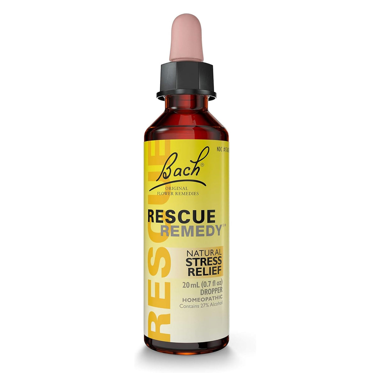 RESCUE REMEDY dropper bottle front with yellow cap for on-the-go calm
