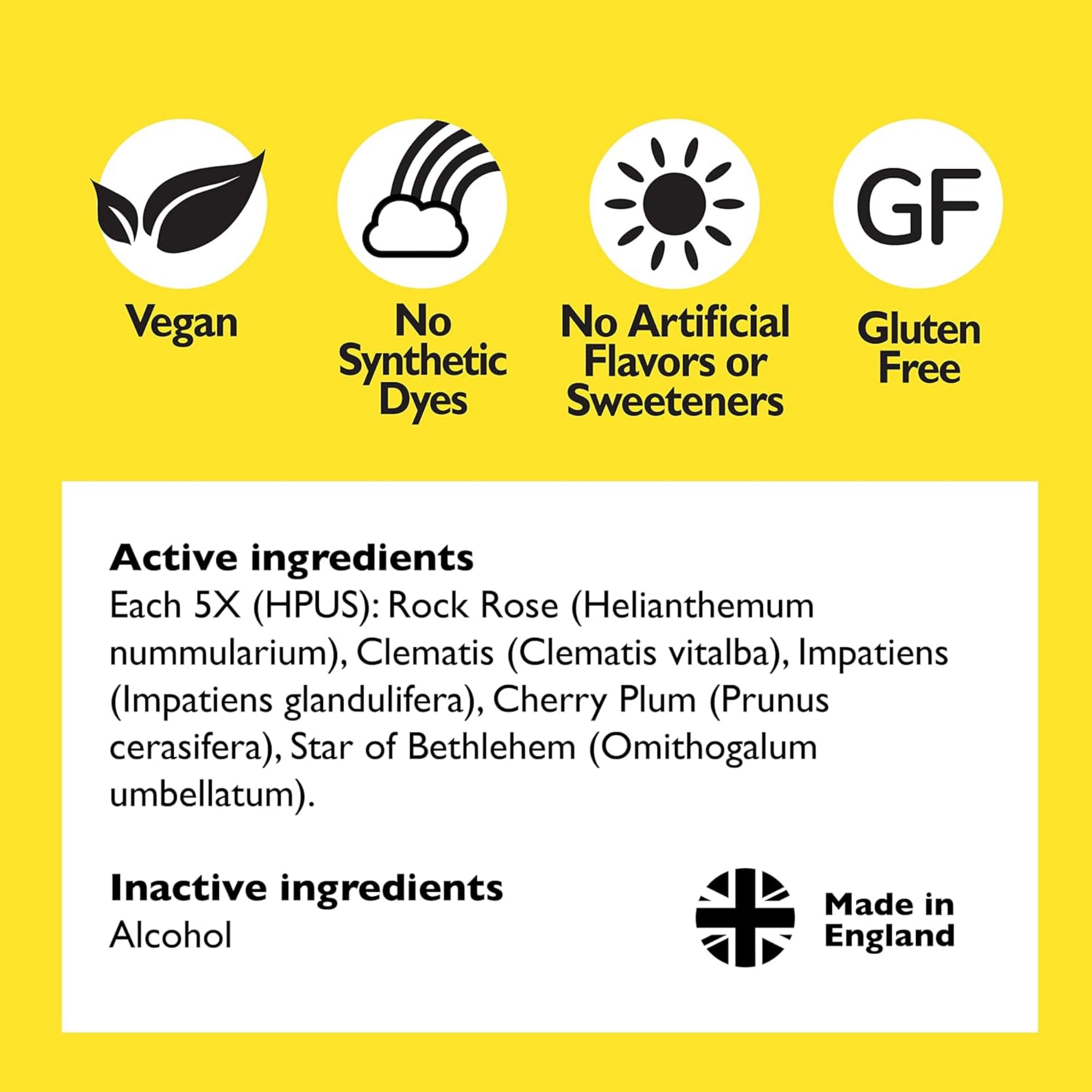 RESCUE Remedy Drops flower blend showcases botanical ingredients for natural wellness routines.