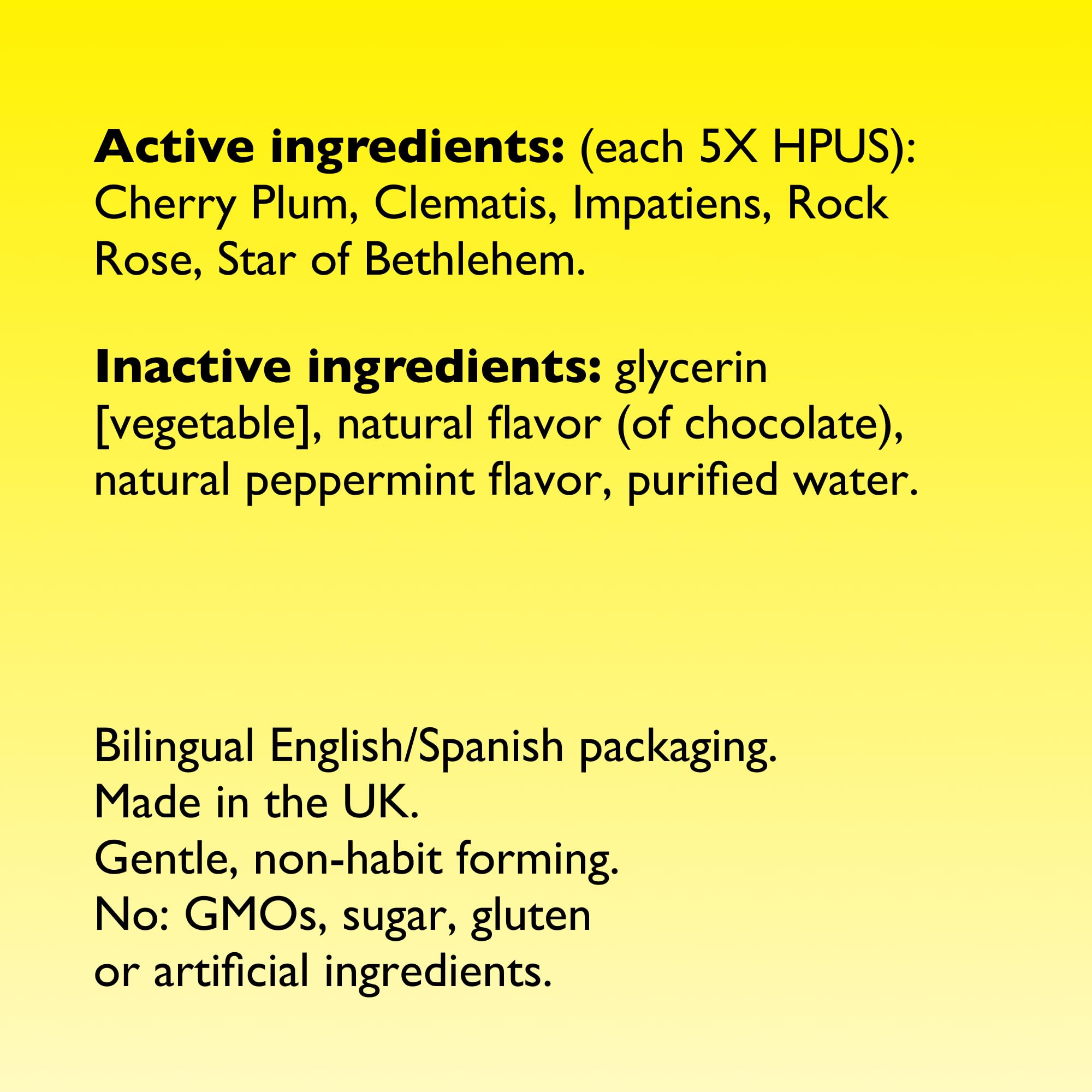 RESCUE Remedy drops on tongue for quick, non habit forming support.
