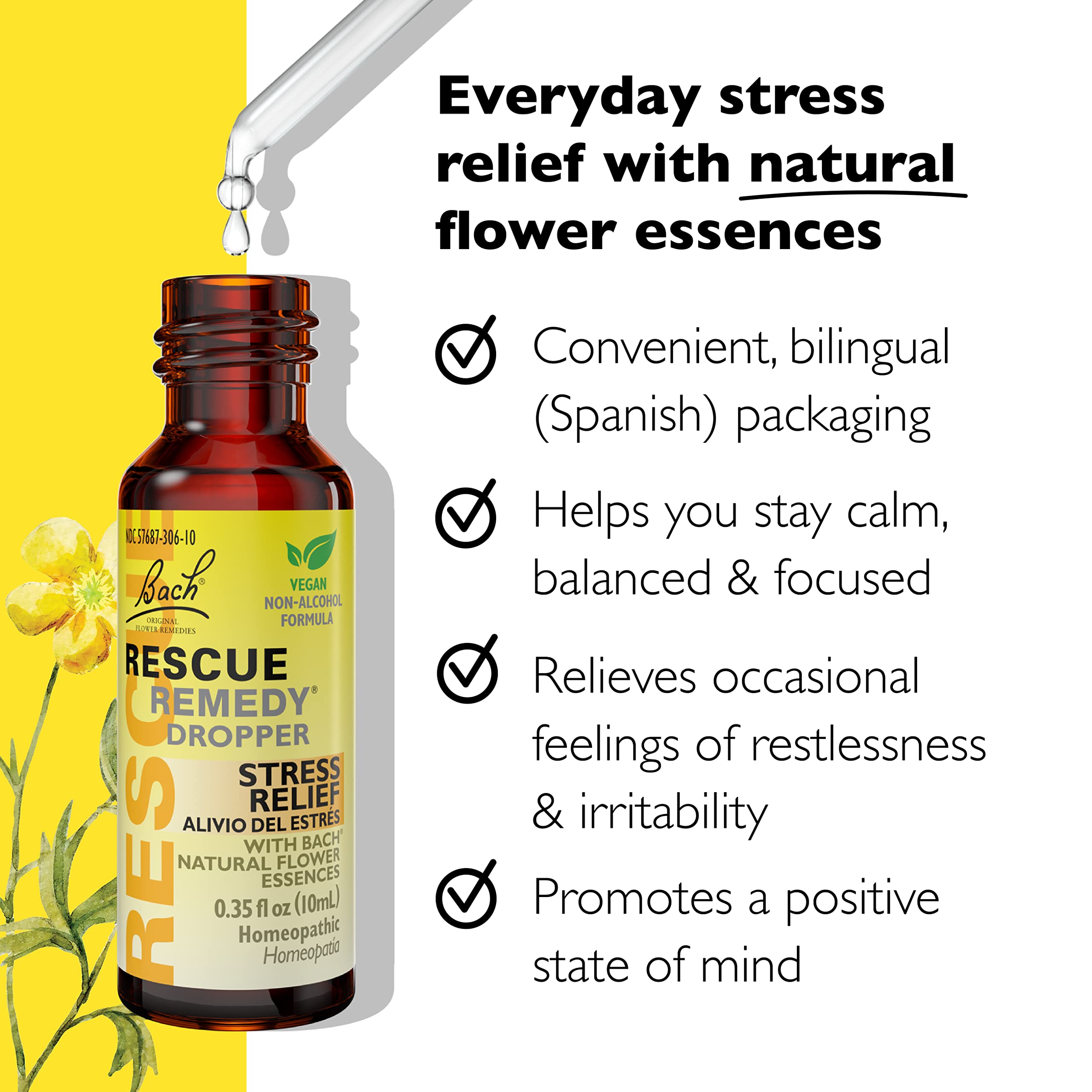 RESCUE Remedy drops on tongue for quick mood balance