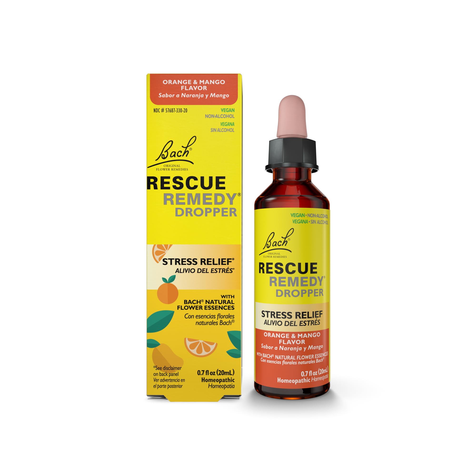 RESCUE Remedy orange mango bottle shown for daily calm and trust