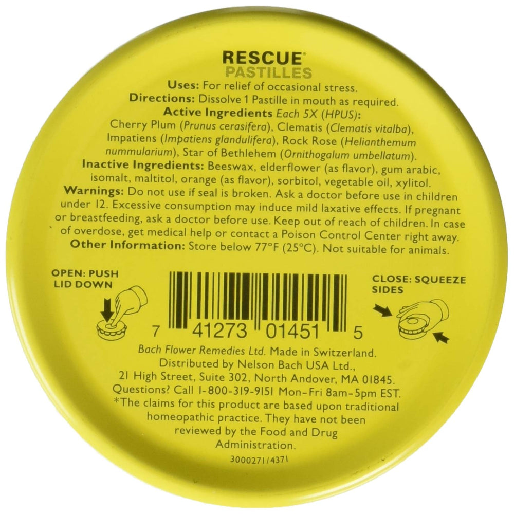 RESCUE Remedy Pastilles 12-pack packaging close-up, convenient pocket-size calm when you need it