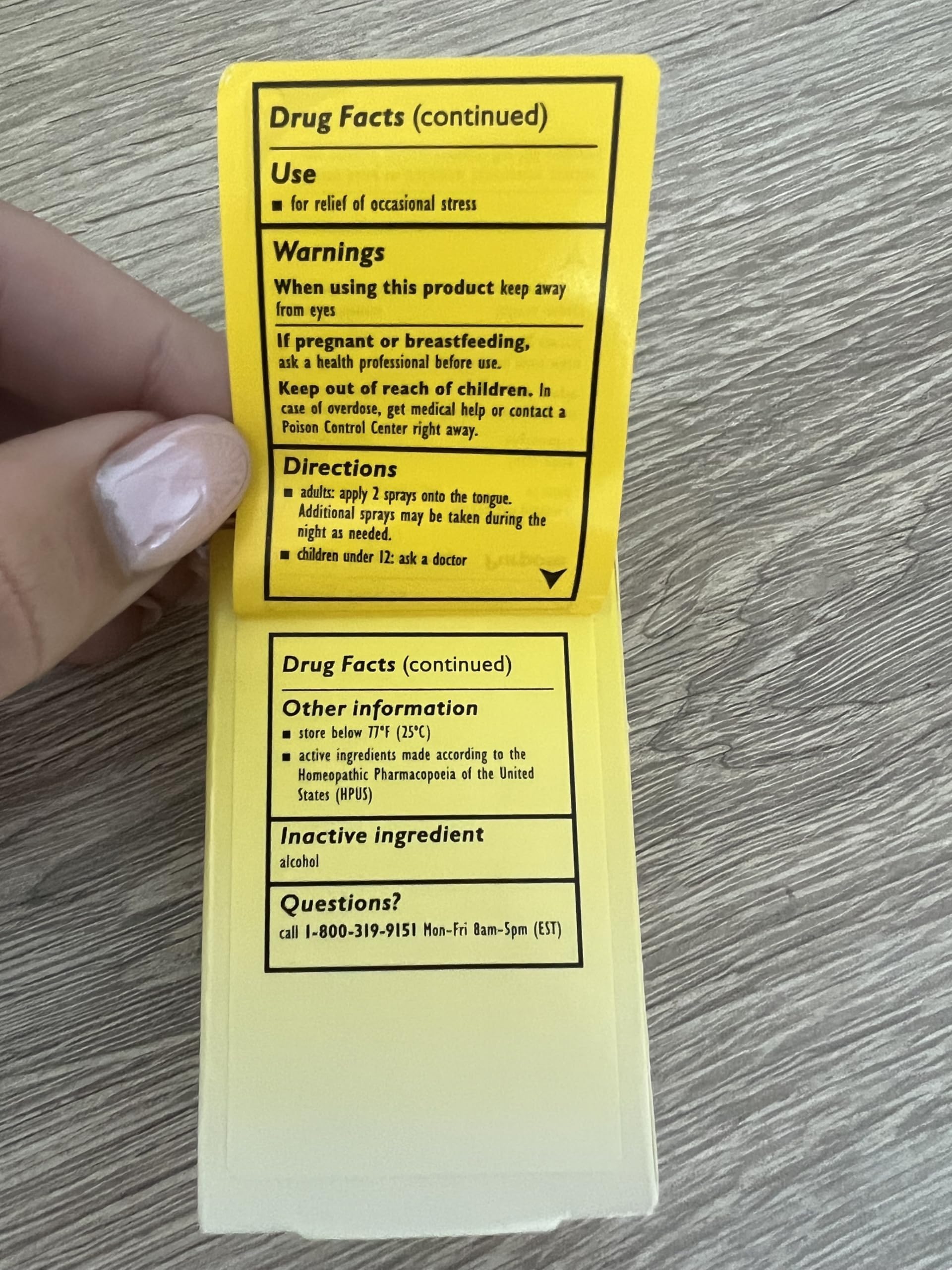 RESCUE Remedy label details ingredients and usage guidance.