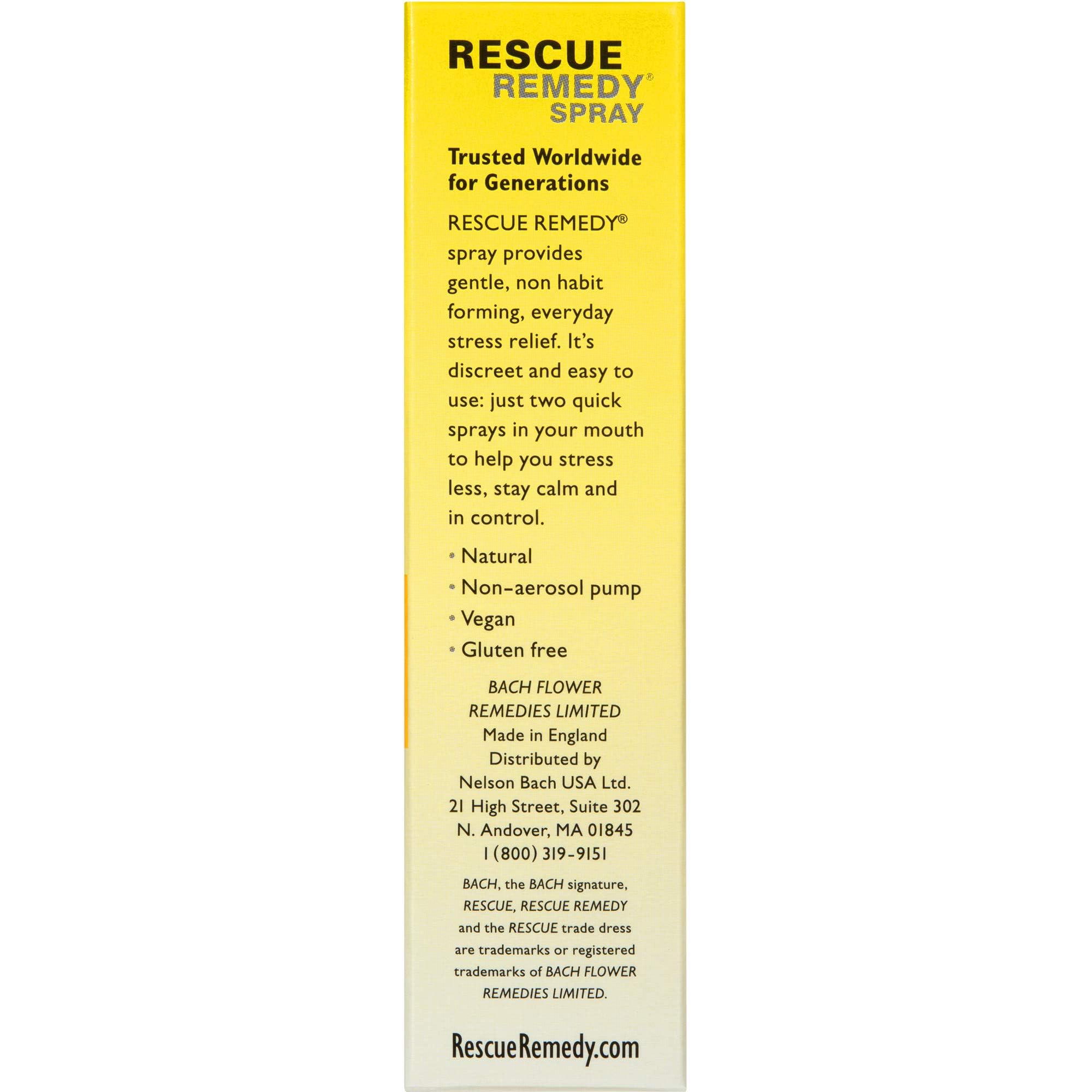 RESCUE compact glass bottle fits pocket or bag for travel.