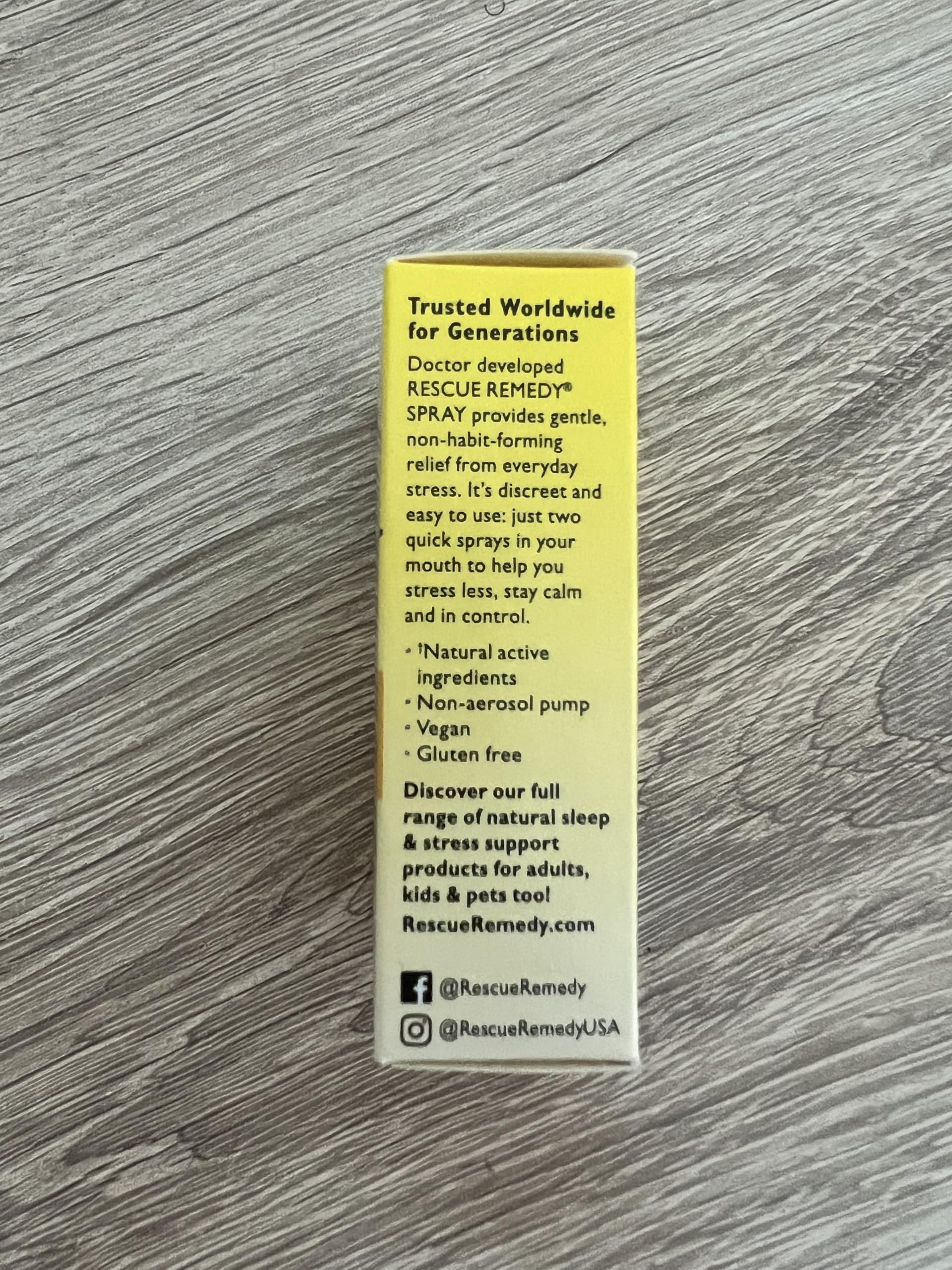 RESCUE Remedy vegan formulation highlighted on packaging for clean use.