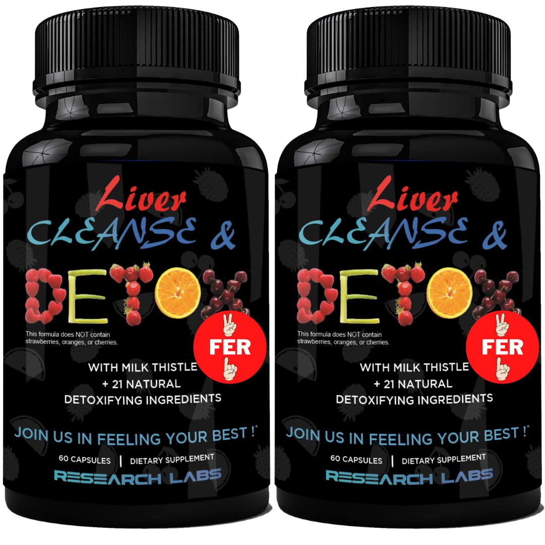 Research Labs Liver Detox 2-pack bottles front for convenient daily support