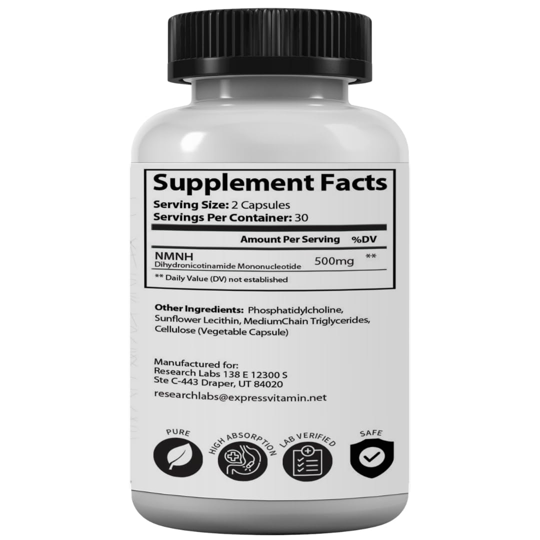 Research Labs NMNH dosage spoon image suggests quick accurate intake