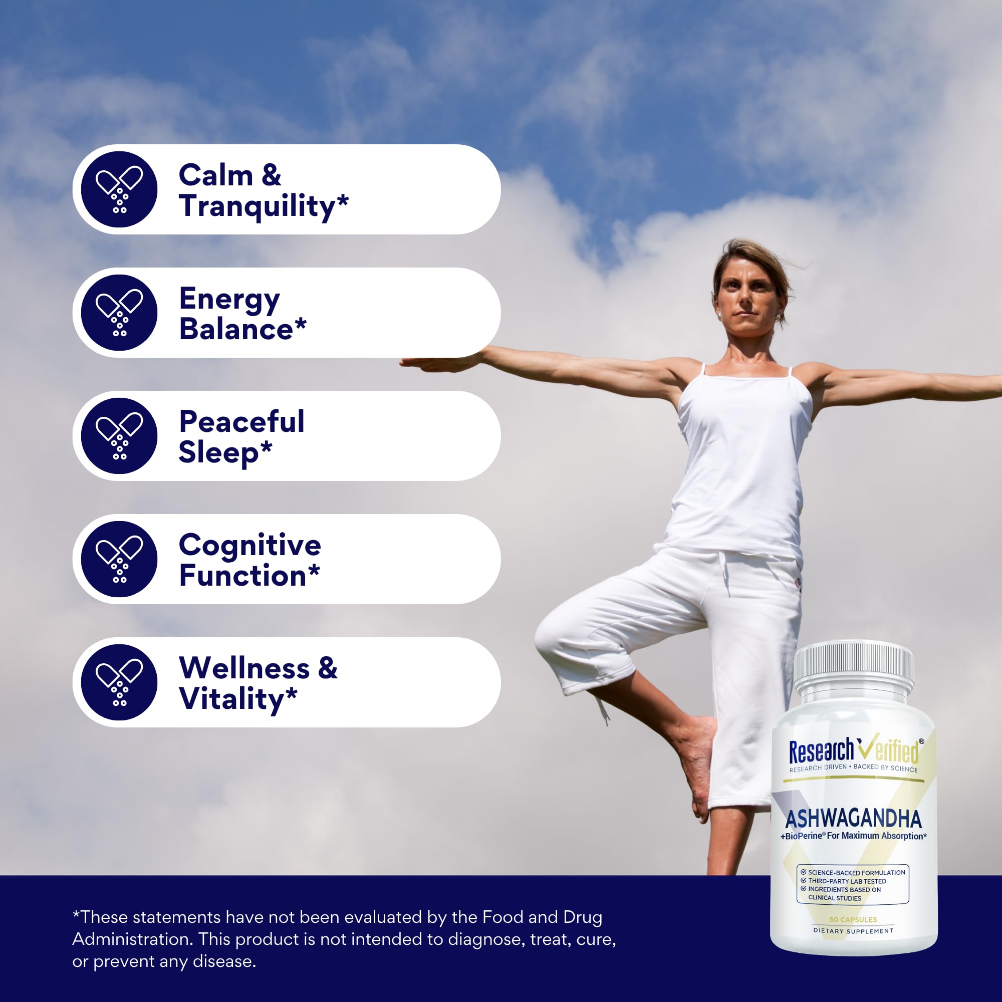 Research Verified Ashwagandha capsules with ginger root for enhanced absorption.