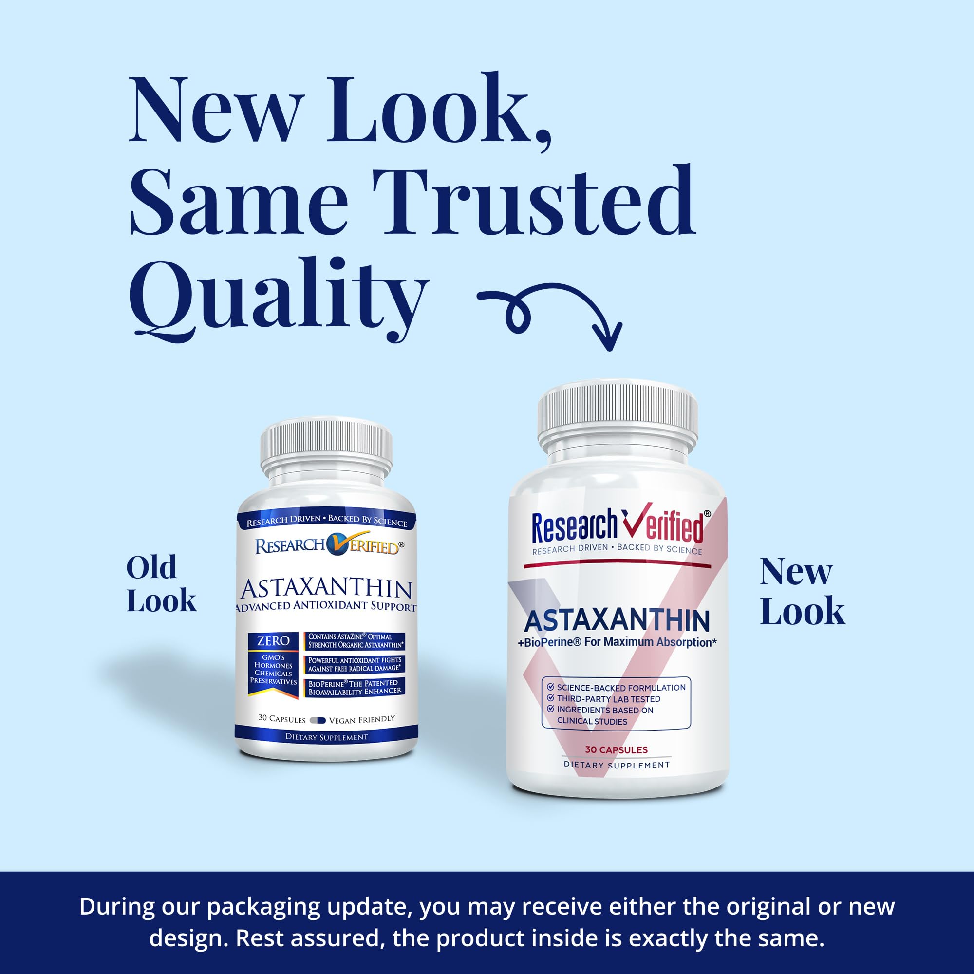 Closeup of Research Verified Astaxanthin cap showing seal and quality