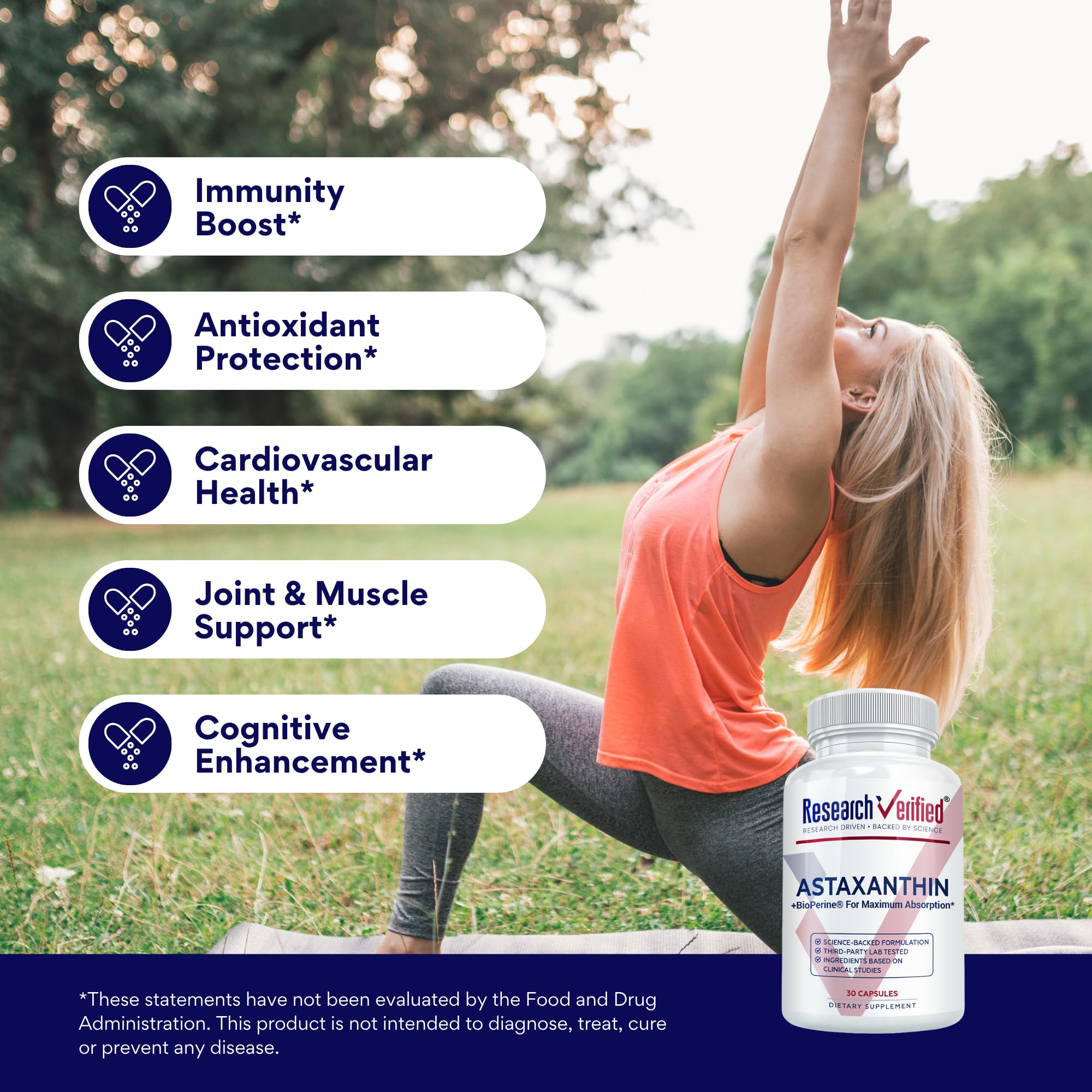 Ingredients panel of Research Verified Astaxanthin highlighting natural source