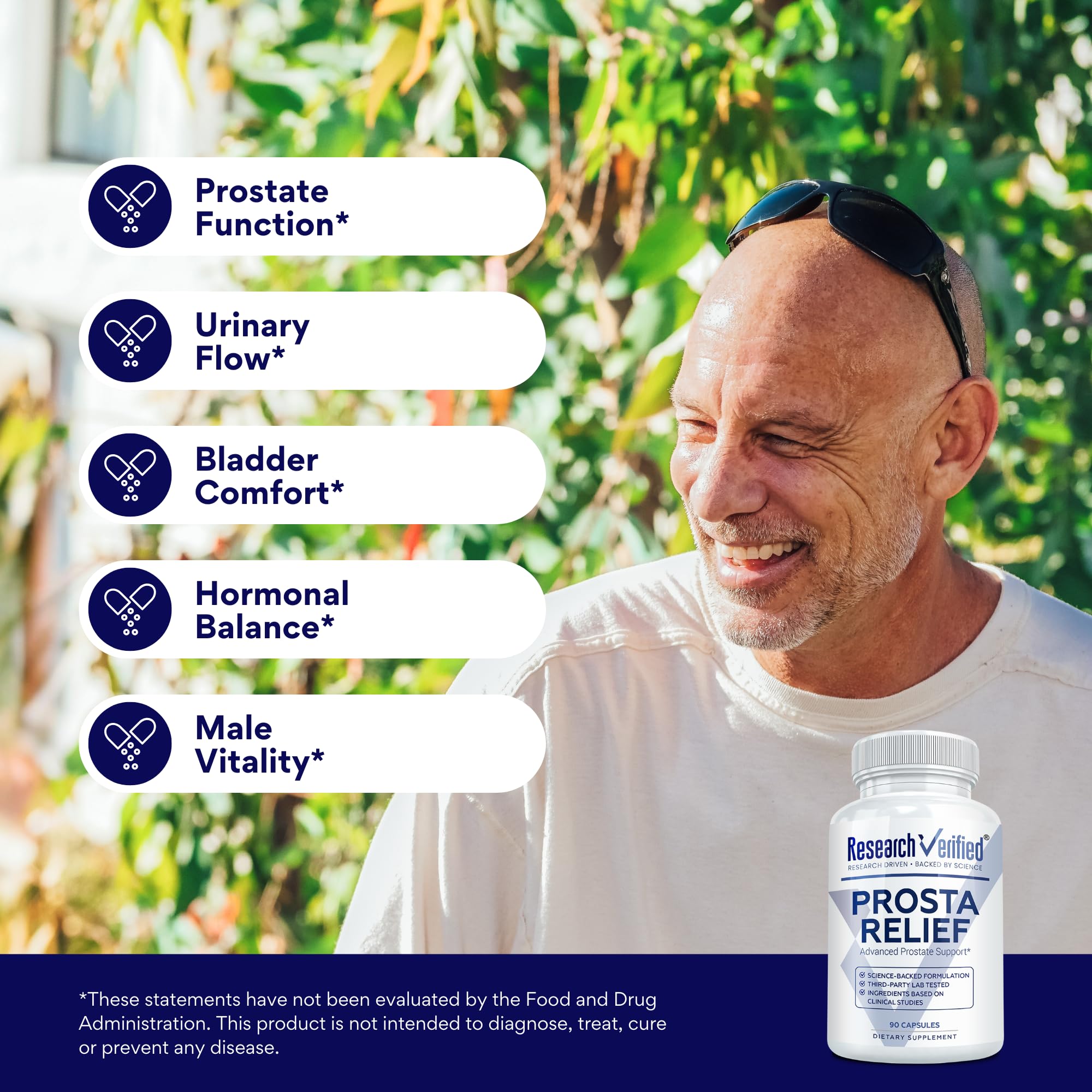 Research Verified Prosta Relief label detail highlighting key ingredients