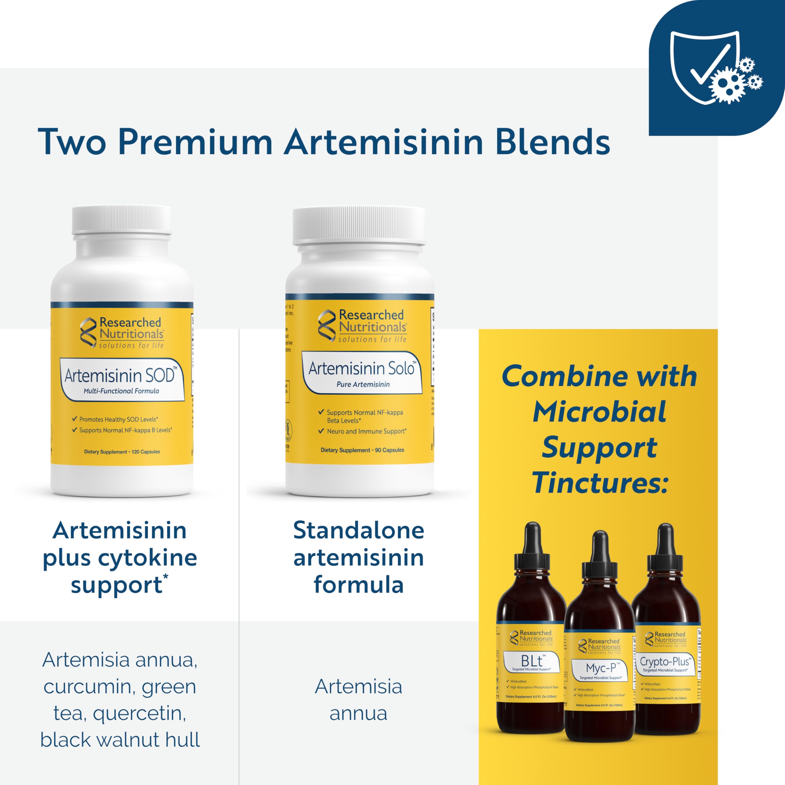 Artemisinin SOD curcumin component shown for bioavailability.