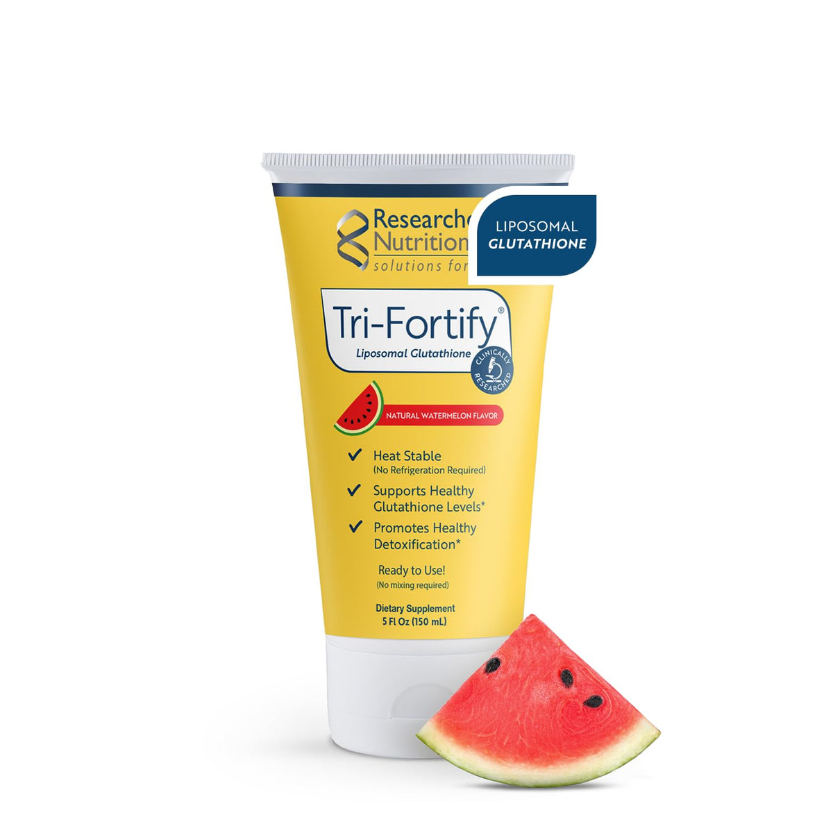 Researched Nutritionals Liposomal Glutathione Watermelon bottle shown for antioxidant support