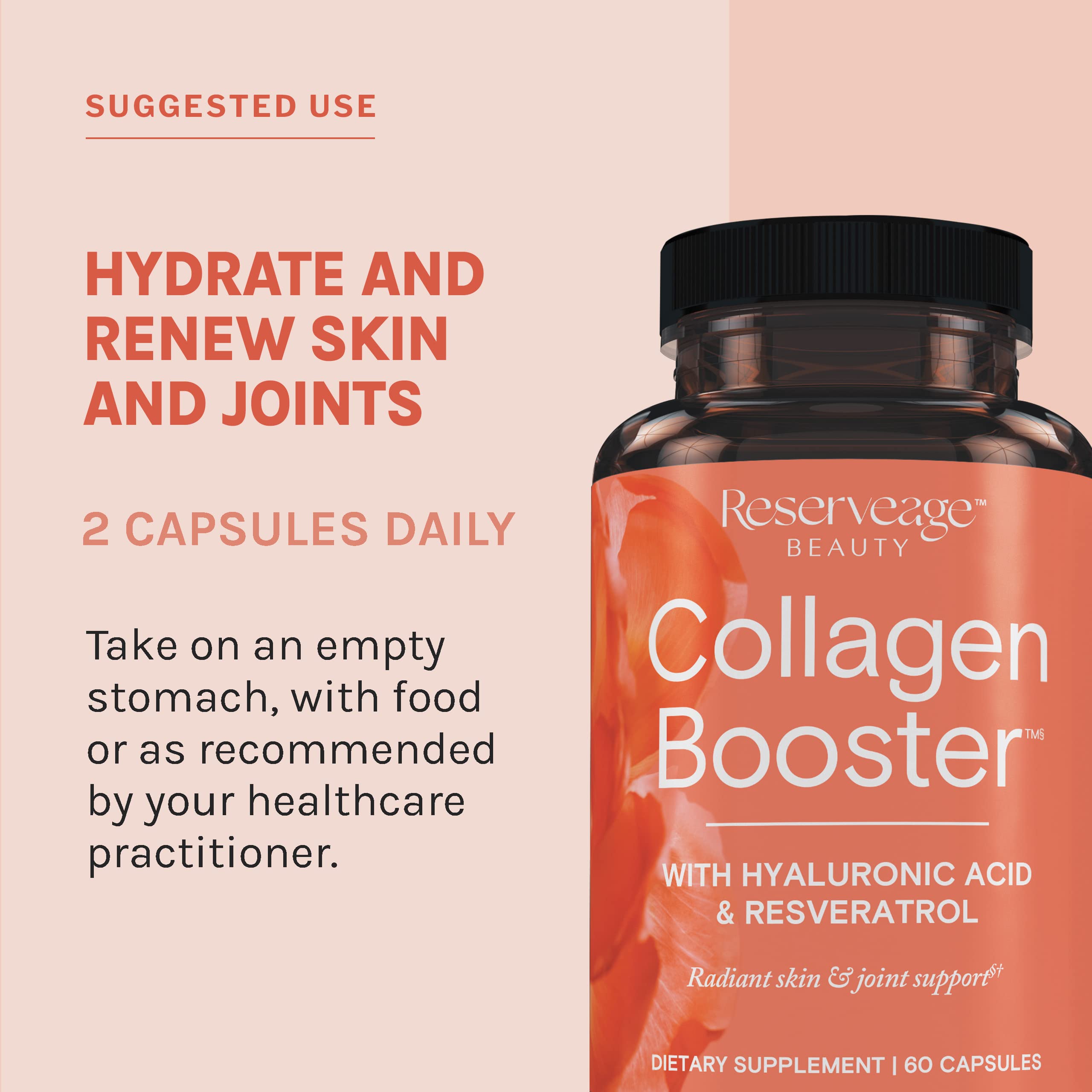 Reserveage Beauty Collagen Booster gluten-free label highlights clean formula