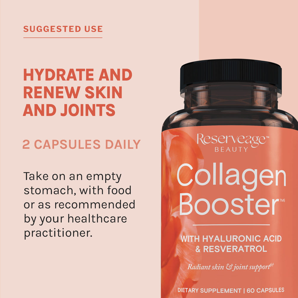 Reserveage Beauty Collagen Booster gluten-free label highlights clean formula