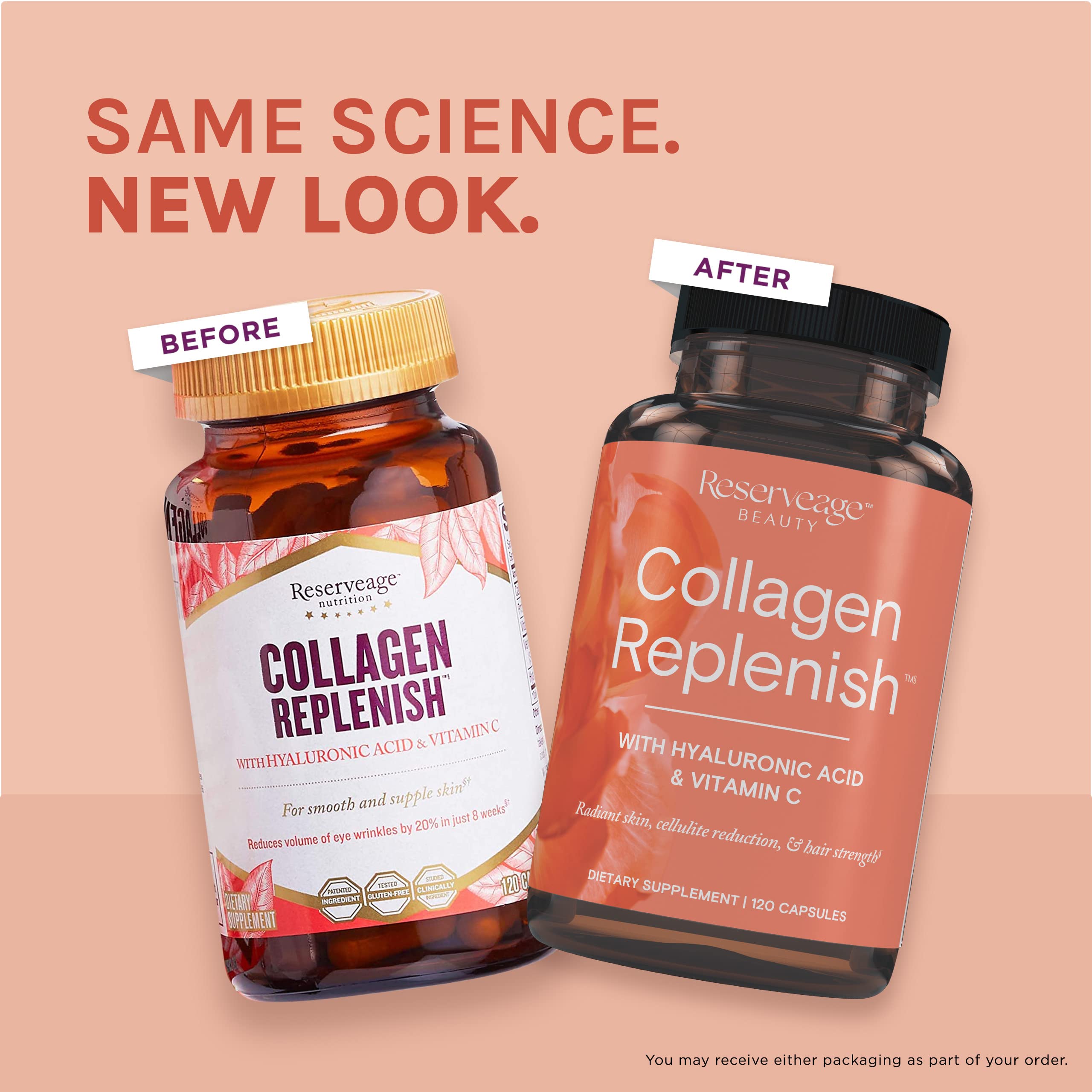 Reserveage Beauty Collagen Replenish packaging on vanity