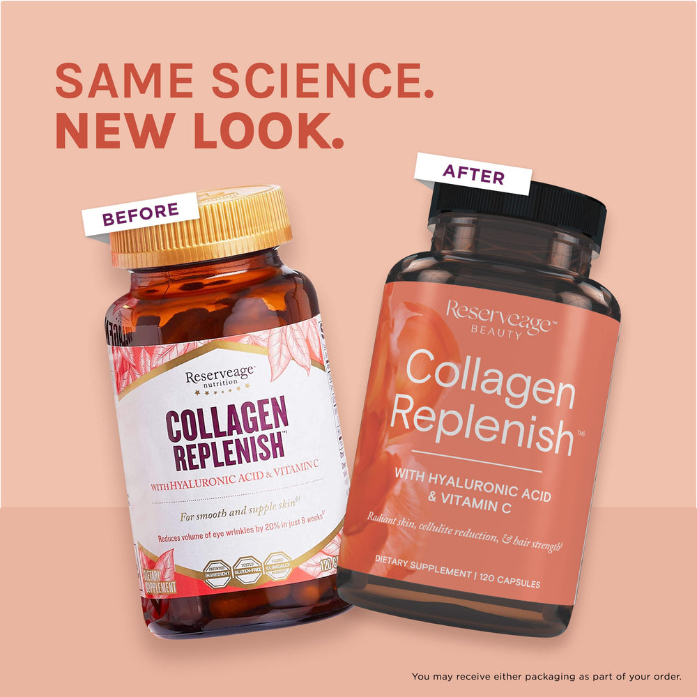 Reserveage Beauty Collagen Replenish packaging on vanity