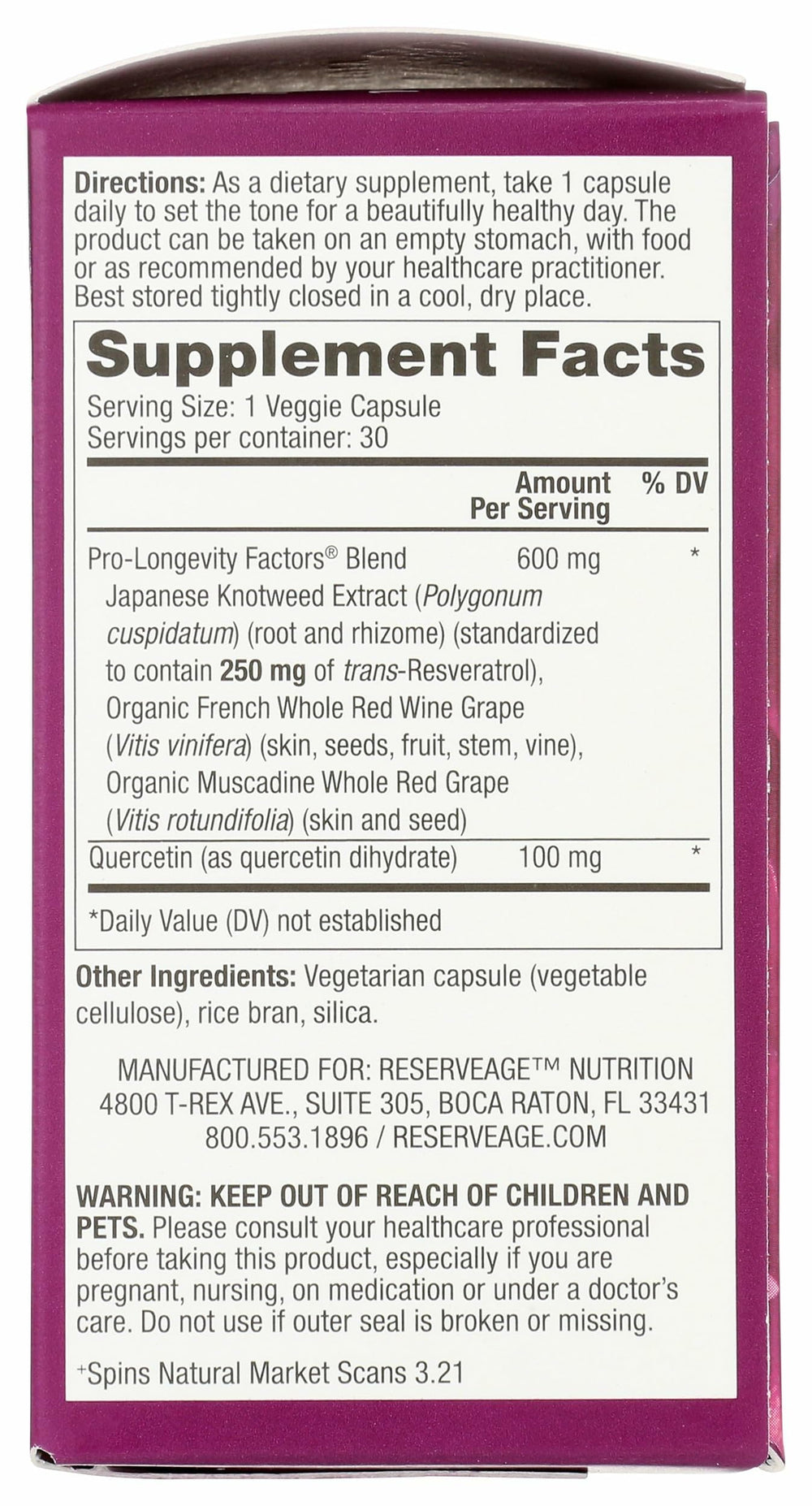 Reserveage Beauty Resveratrol daily-use spoon shown with capsule