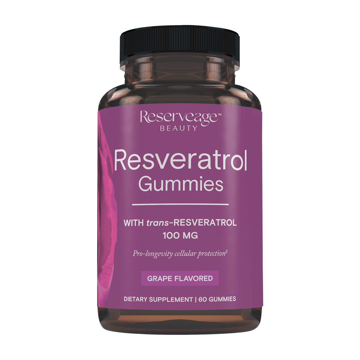 Reserveage Beauty Resveratrol gummies bottle on shelf signaling daily antioxidant support