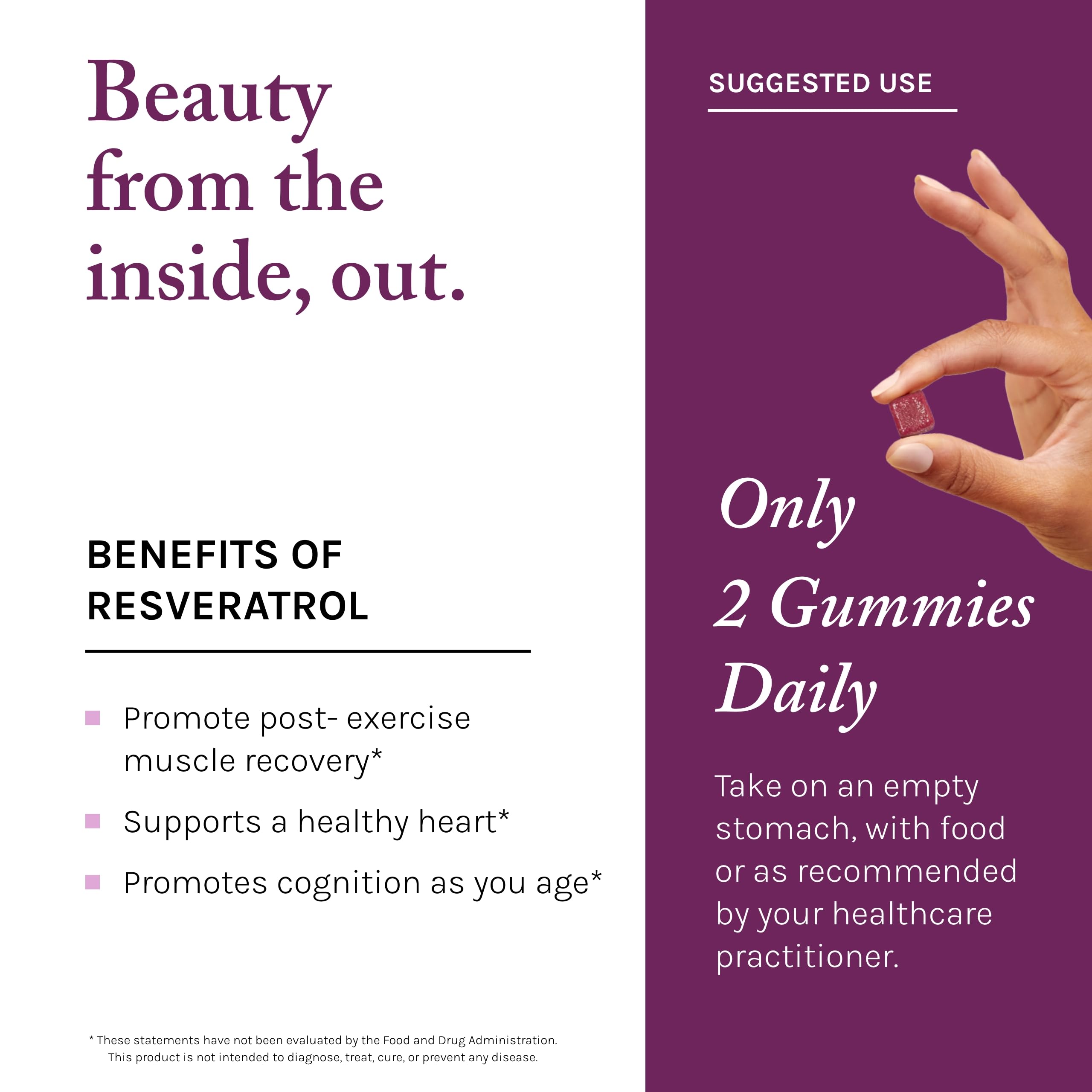 Gummies with sugar-free tag for guilt-free daily use from Reserveage Beauty Resveratrol