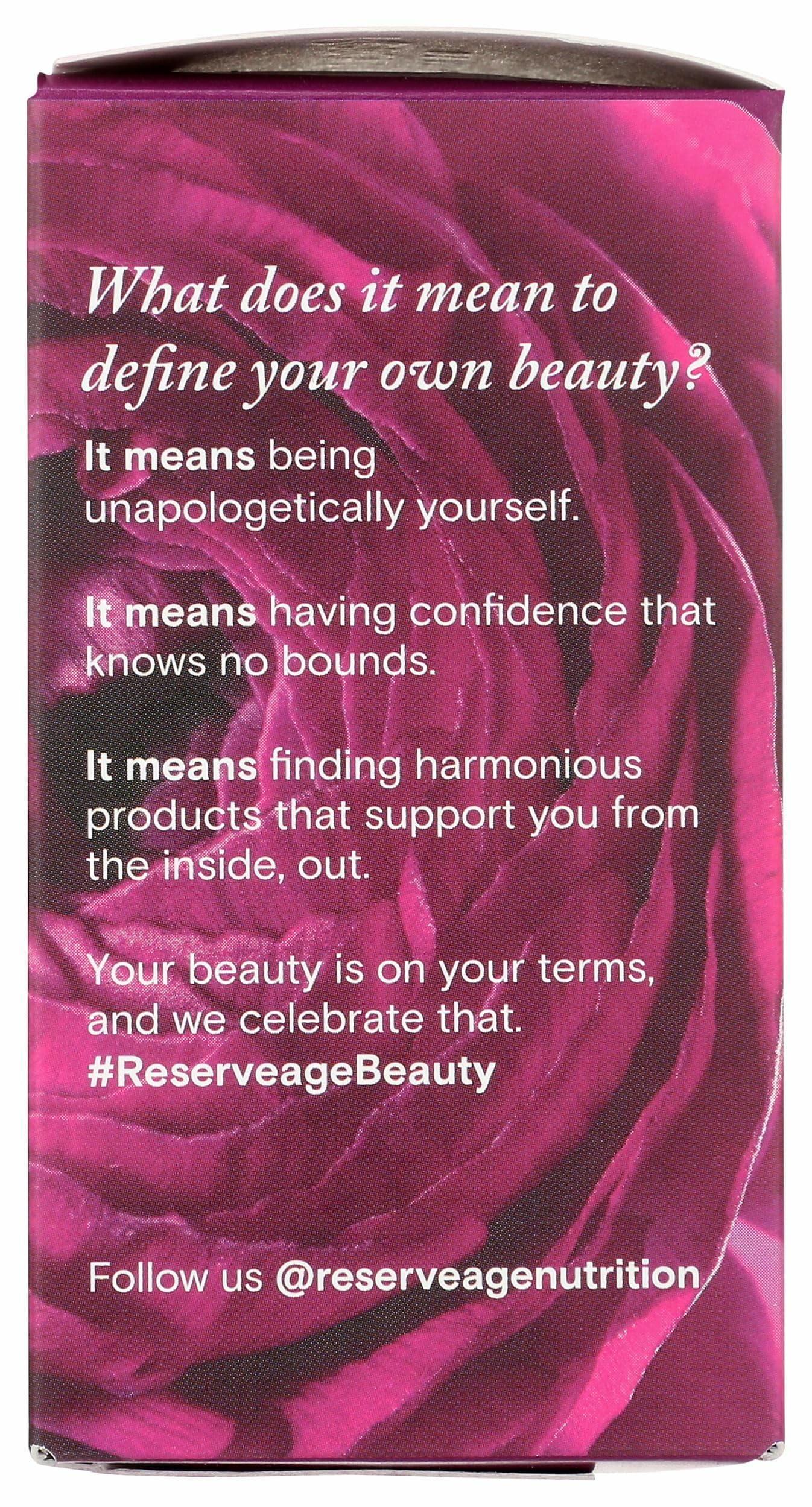 Reserveage Beauty Resveratrol packaging box with eco-friendly design