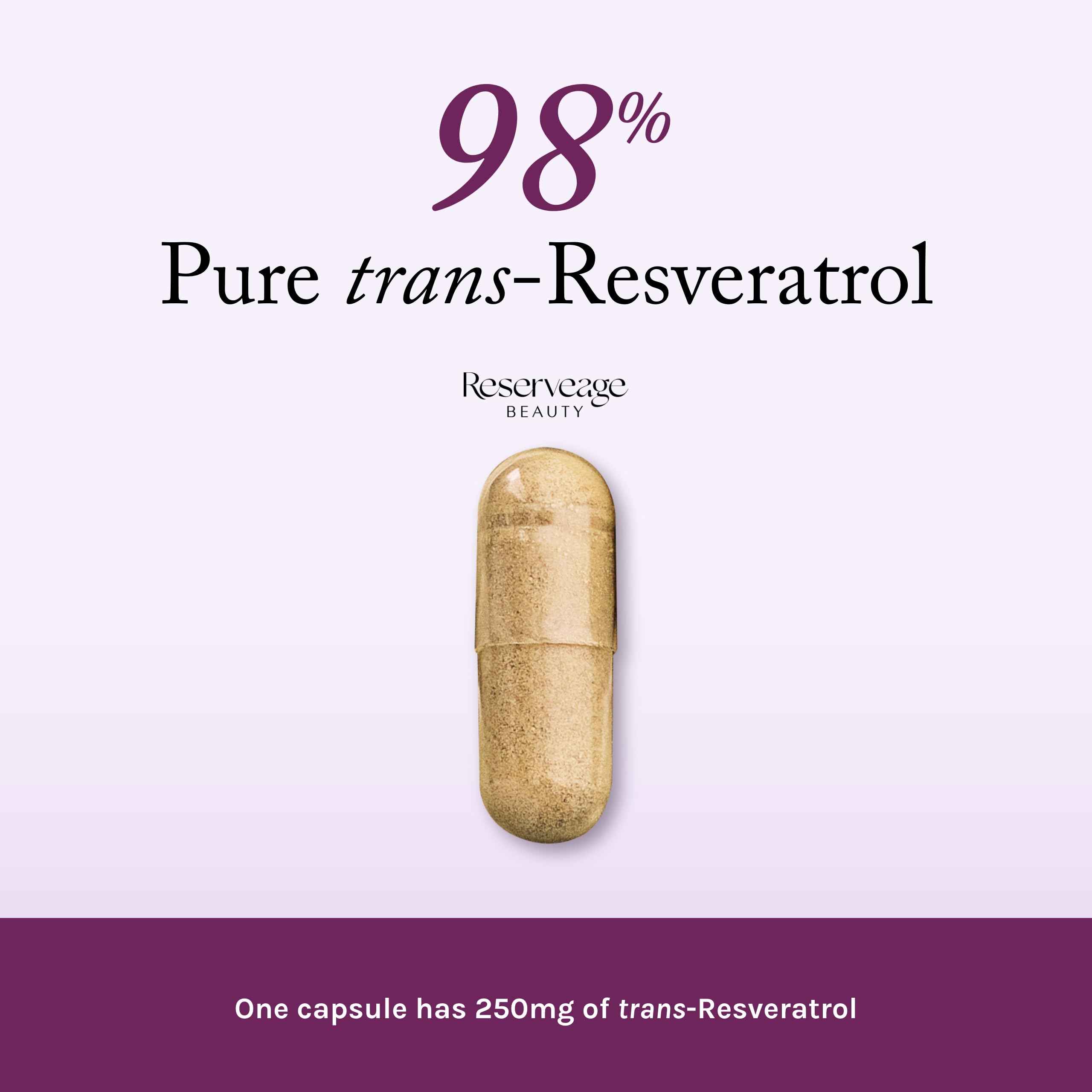Reserveage Beauty Resveratrol veggie capsules for daily antioxidant support