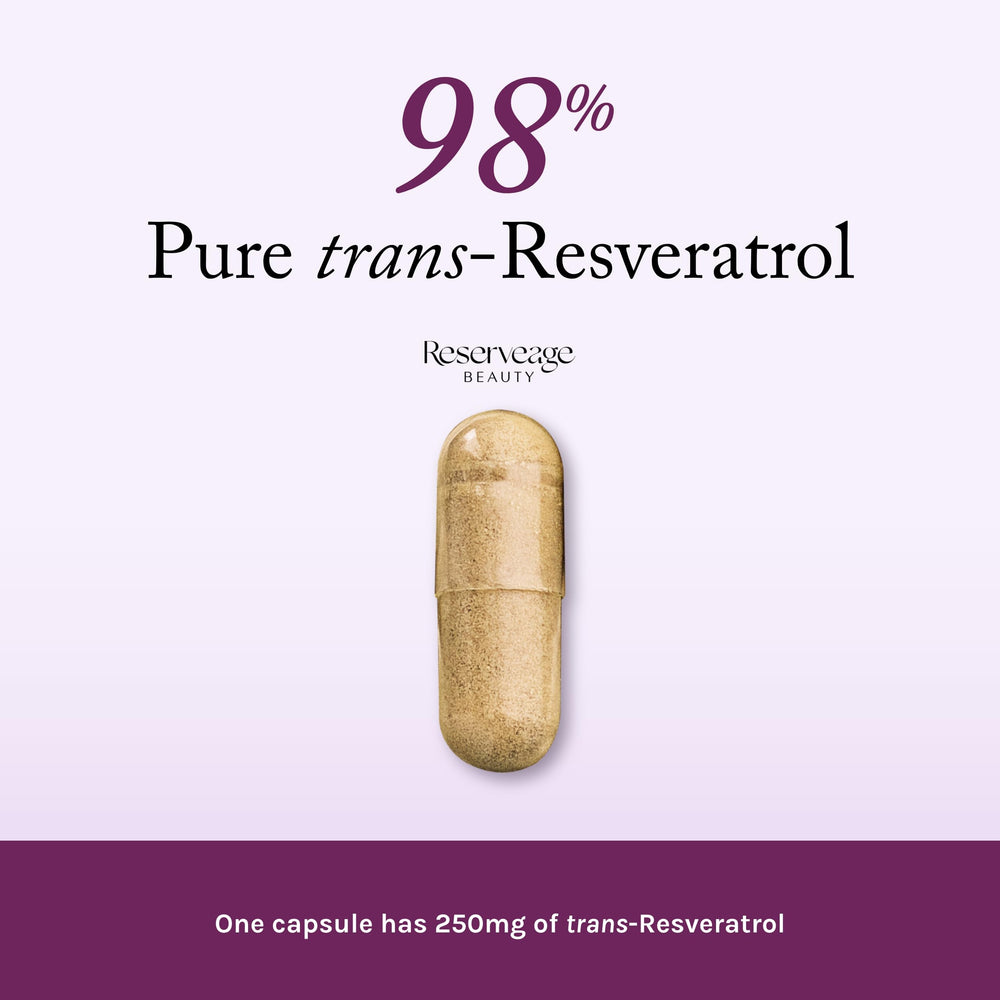 Reserveage Beauty Resveratrol veggie capsules for daily antioxidant support