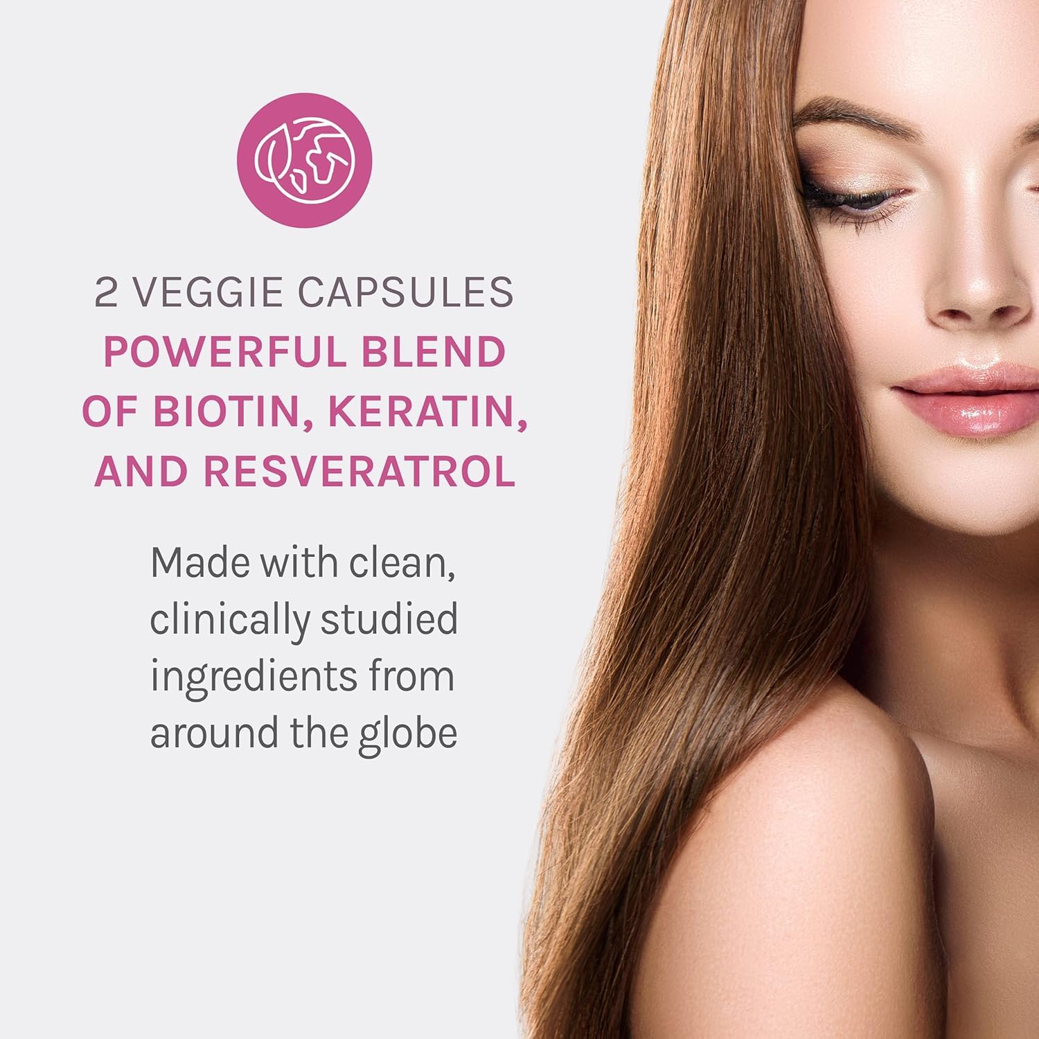 Keratin Hair Booster capsules with biotin and resveratrol for healthy hair and nails