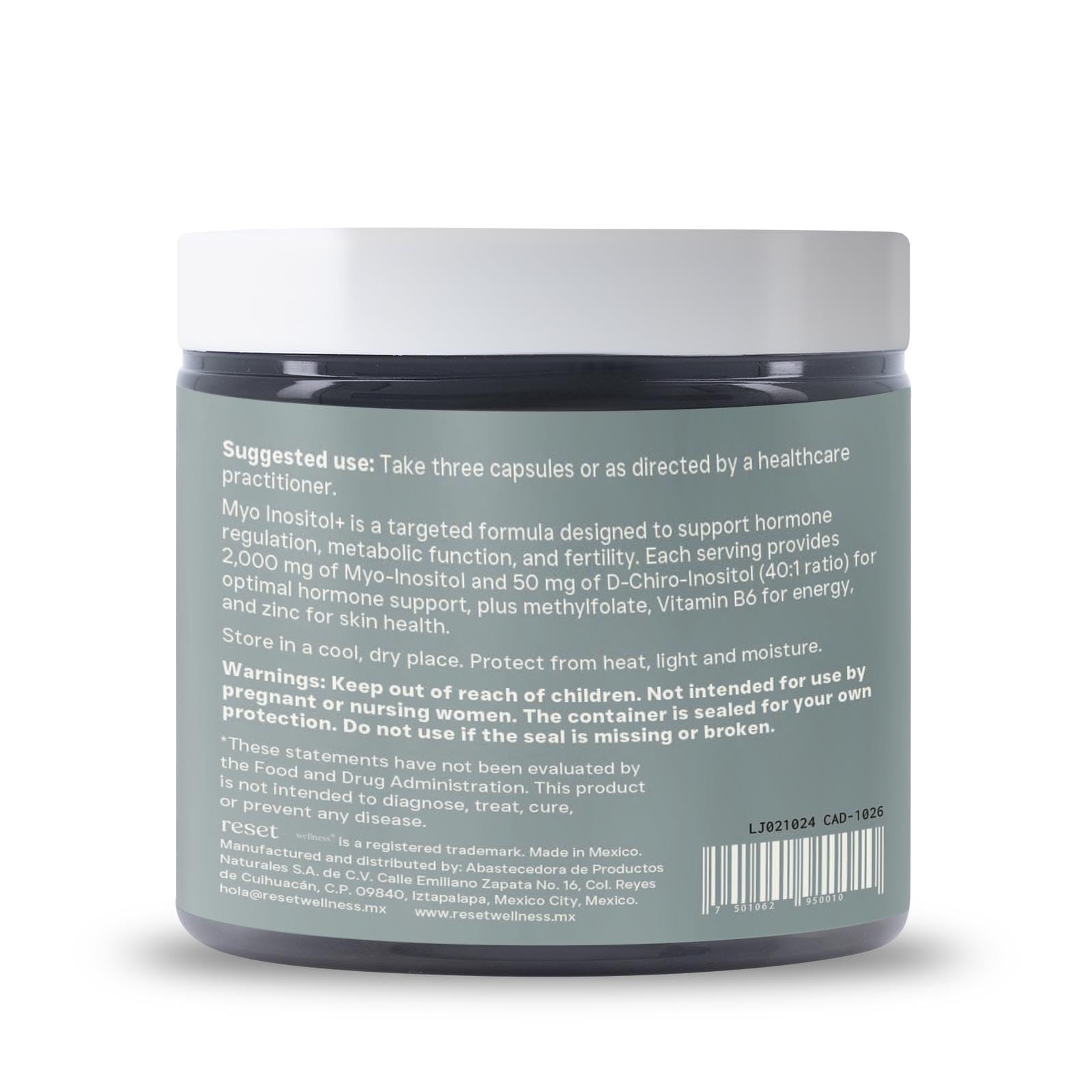 Reset Wellness Myoinositol Plus bottle in hand during routine