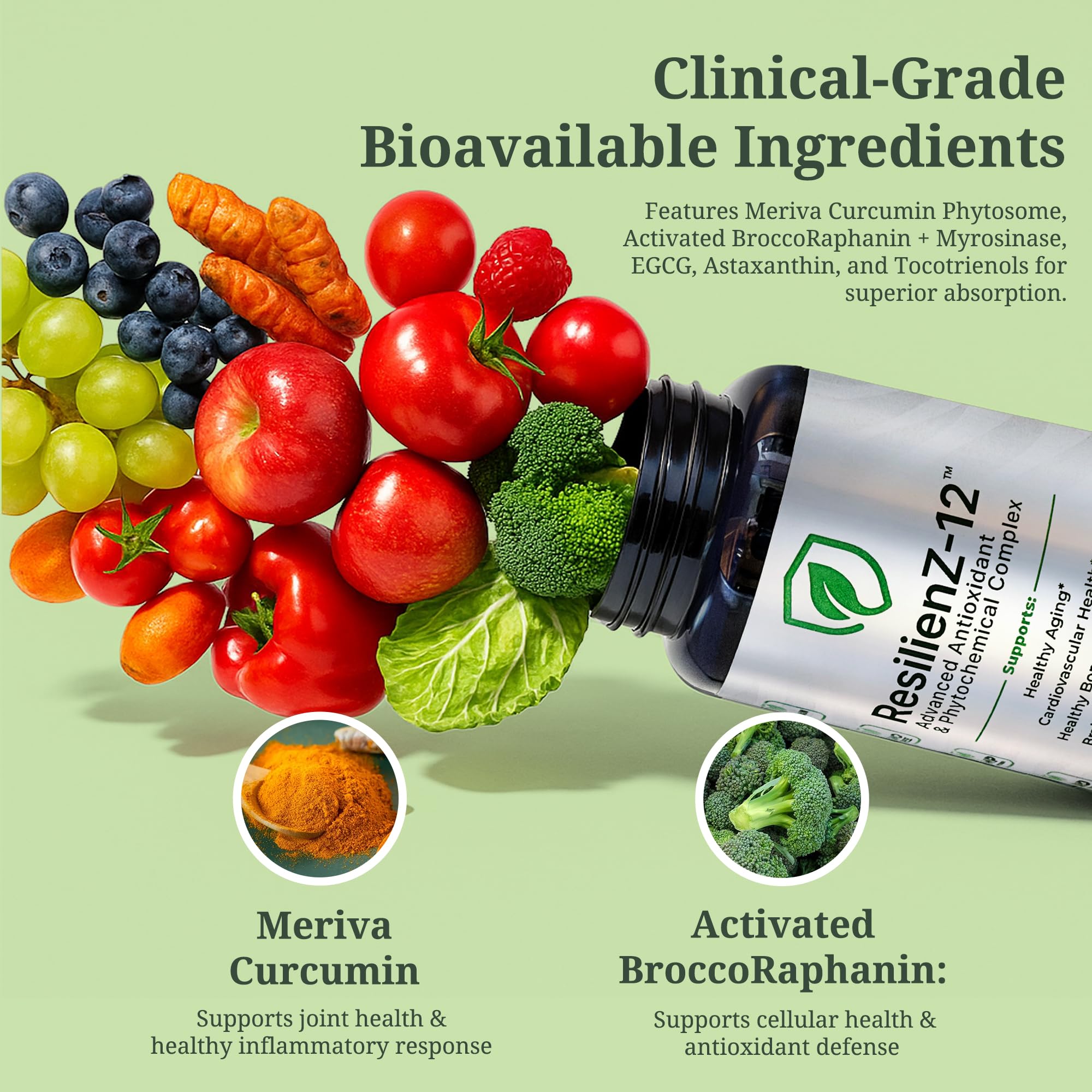 ResilienZ-12 quercetin capsules close-up for daily antioxidant support