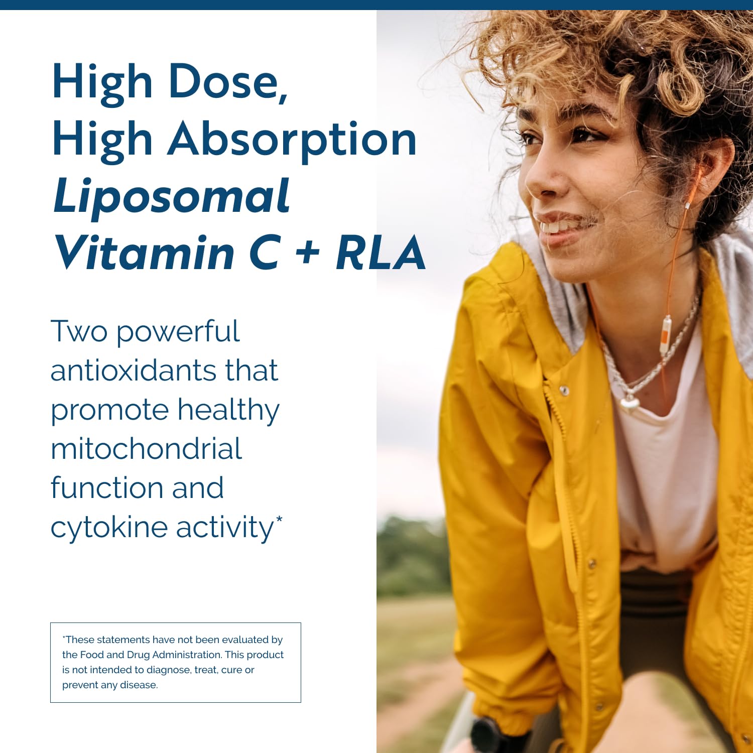 Researched Nutritionals C-RLA bottle side view for easy daily use.