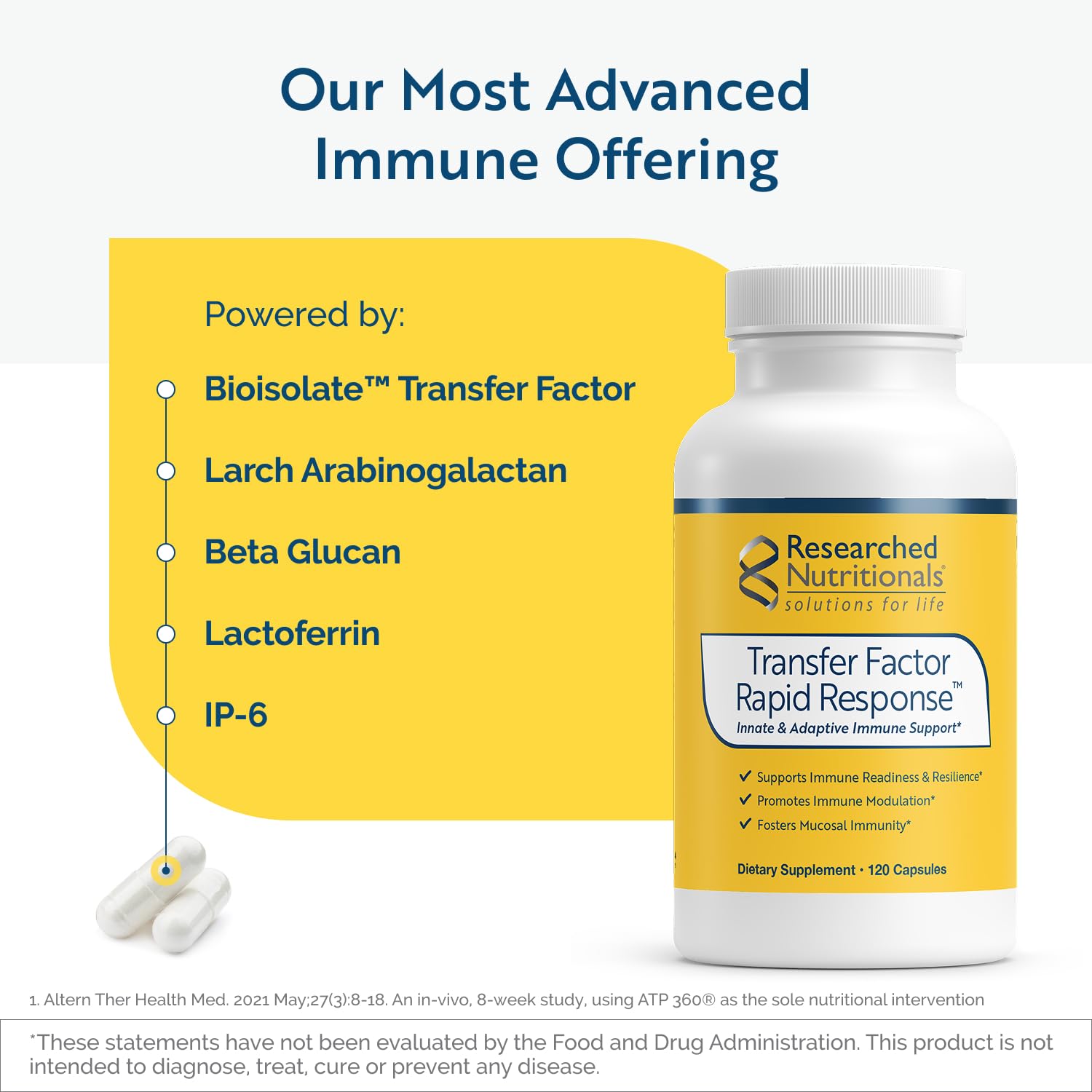 Researched Nutritionals bottle label highlights beta glucan for mucosal support
