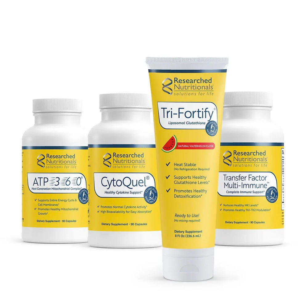 Researched Nutritionals Tri-Fortify bottle — liposomal glutathione support for cellular health
