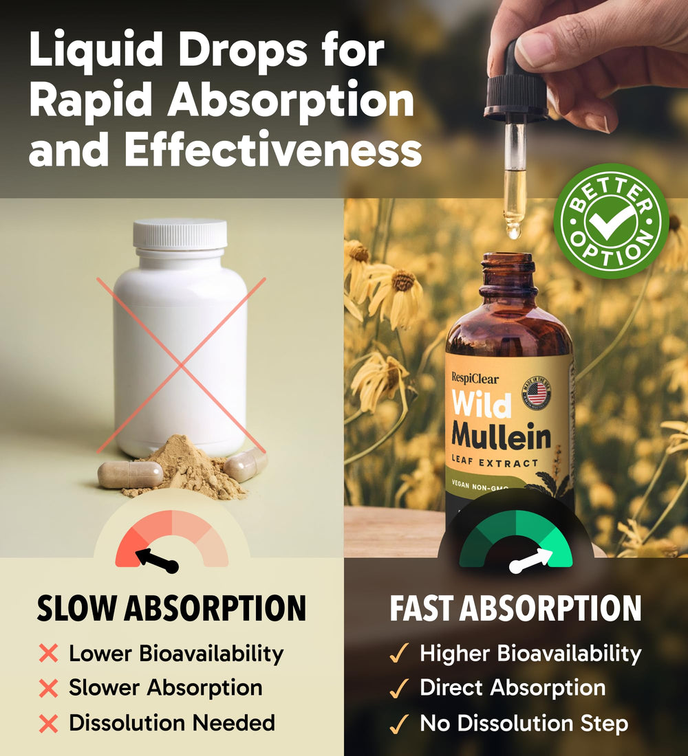 RESPICLEAR mullein leaf illustration on packaging for clarity in use.