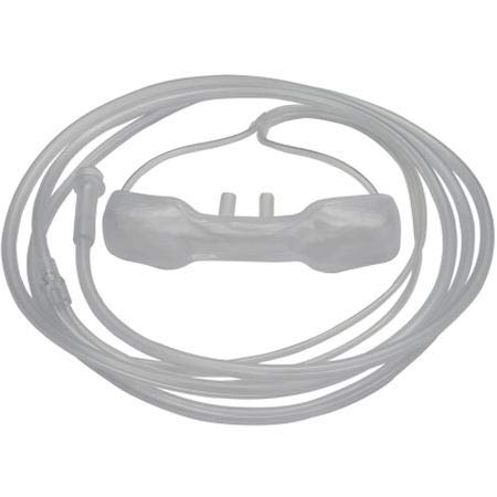 Responsive Respiratory Oxymizer Mustache-style on the face offers compact oxygen delivery under the nose.