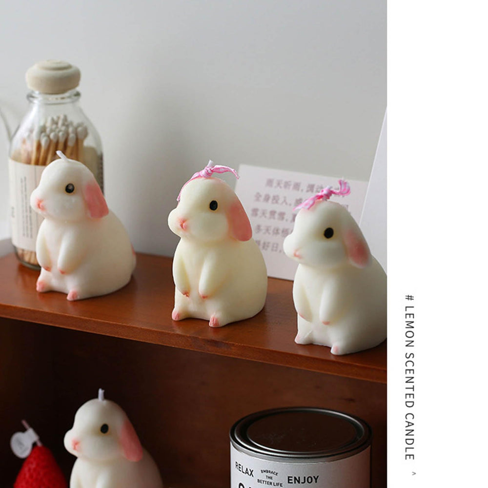 Restokki white bunny candle design adds playful charm and gentle fragrance.