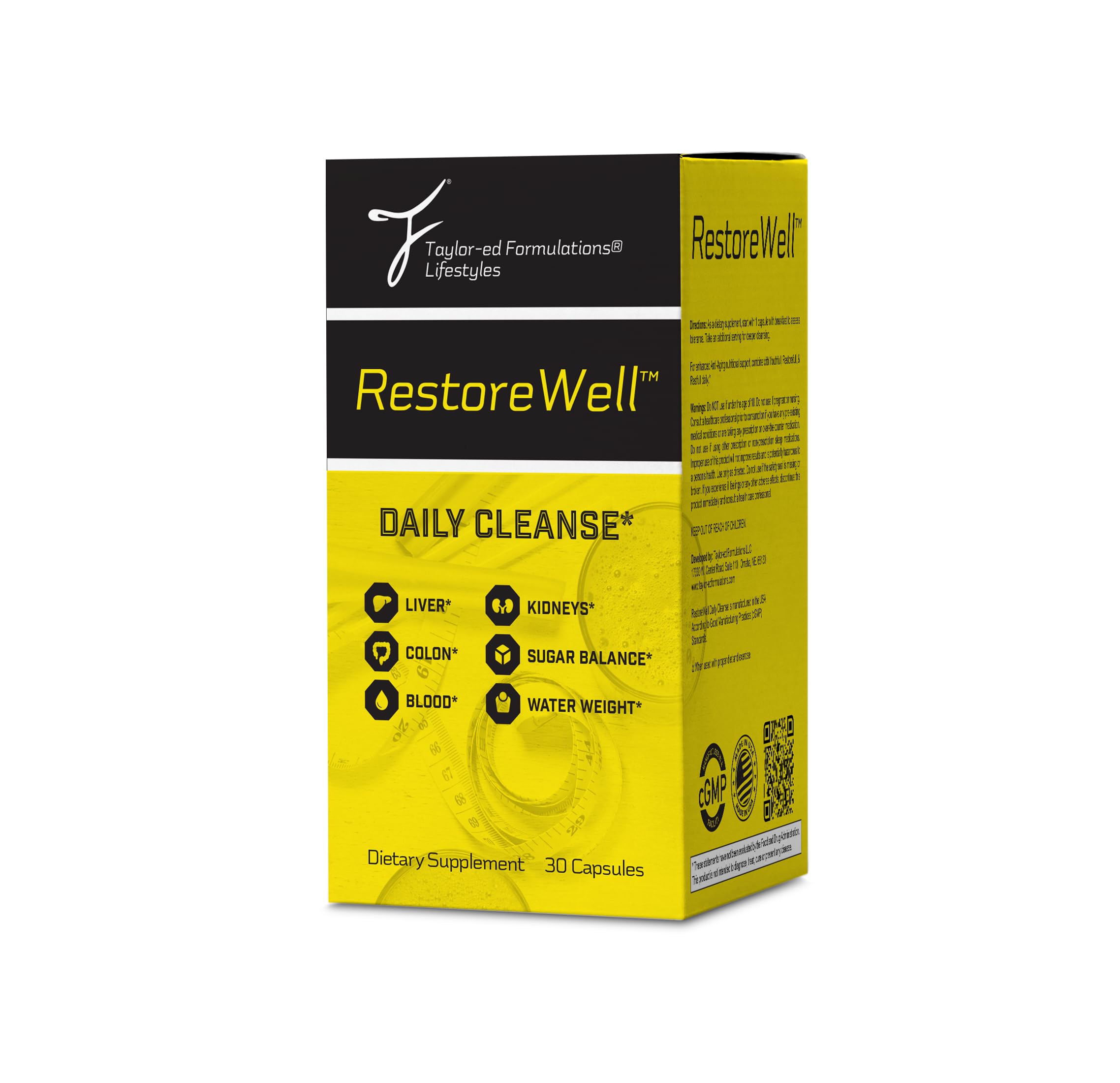 Closeup of the label highlighting natural ingredients and detox support.