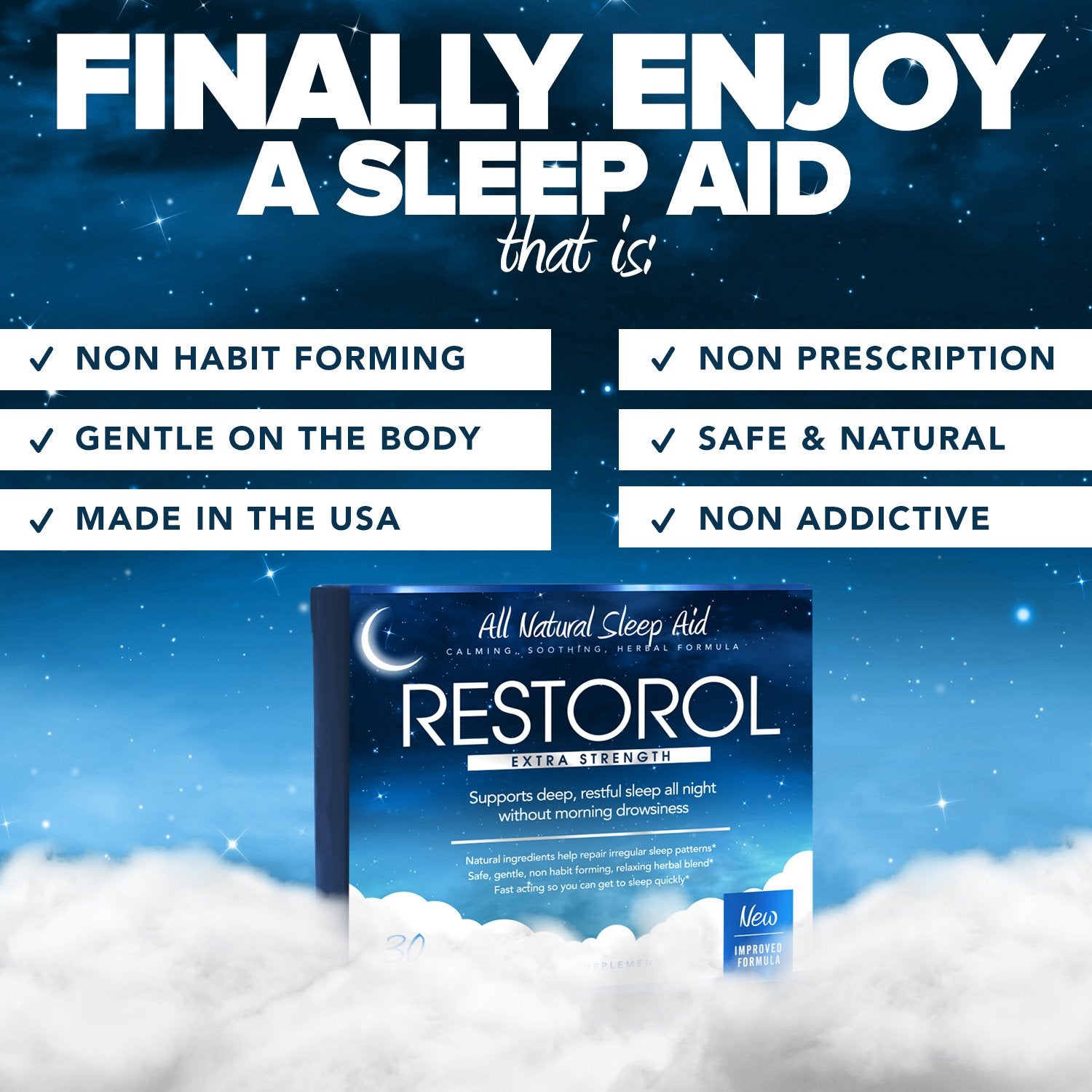 Restorol bedroom setup evoking a peaceful nighttime routine with a non habit forming sleep aid