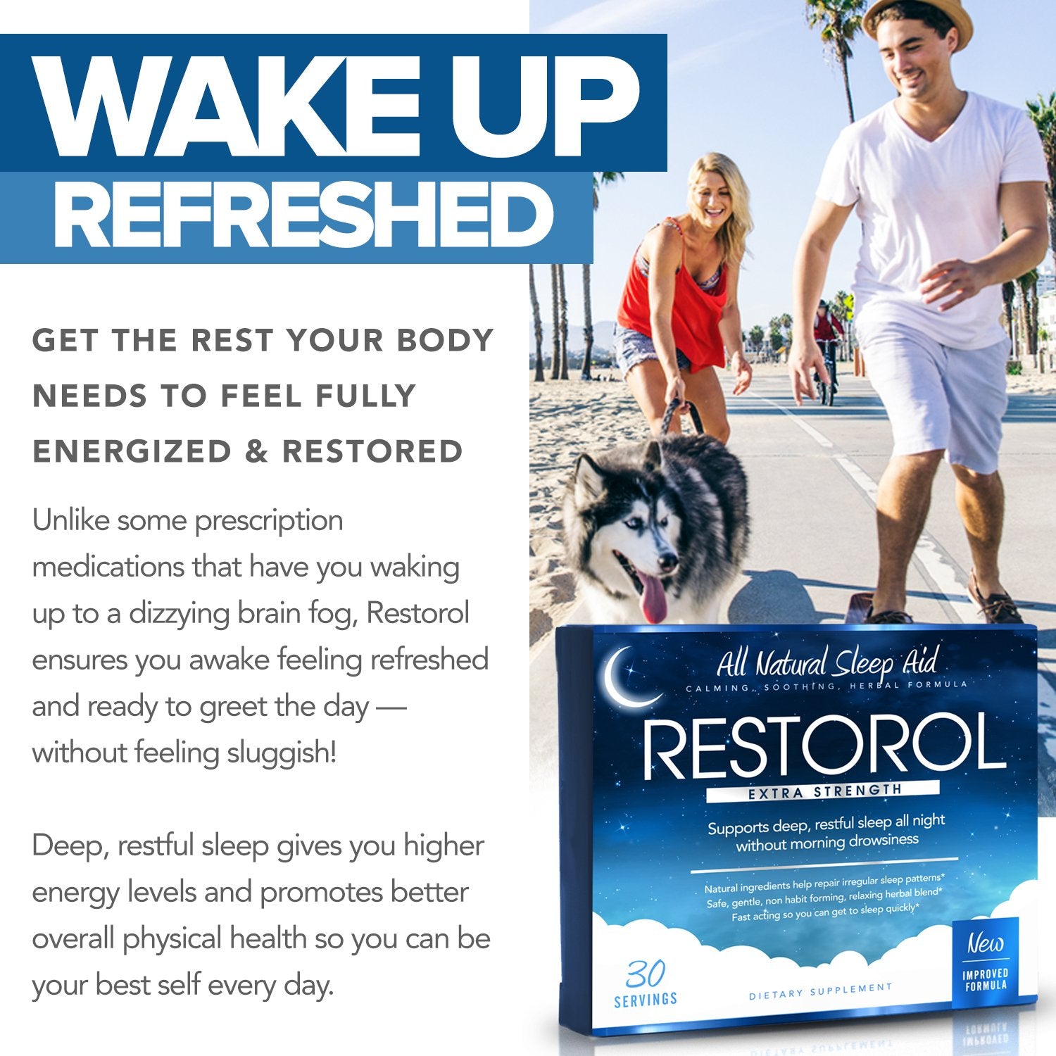 Restorol capsules closeup emphasizing herbal ingredients for deep, uninterrupted slumber