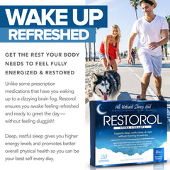 Restorol capsules closeup emphasizing herbal ingredients for deep, uninterrupted slumber